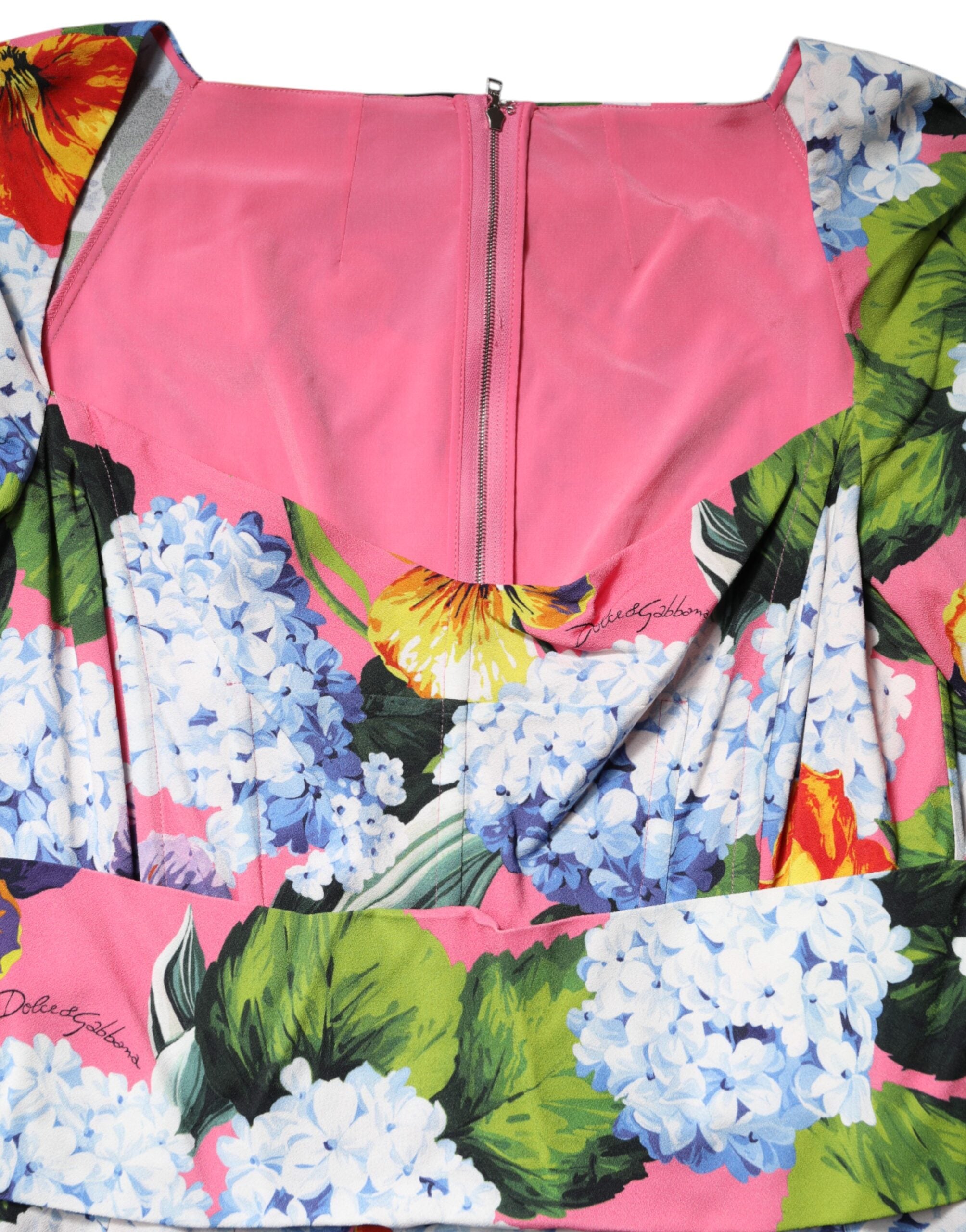 Dolce & Gabbana Multicolor Floral plissiertes Etuikleid Midikleid-7