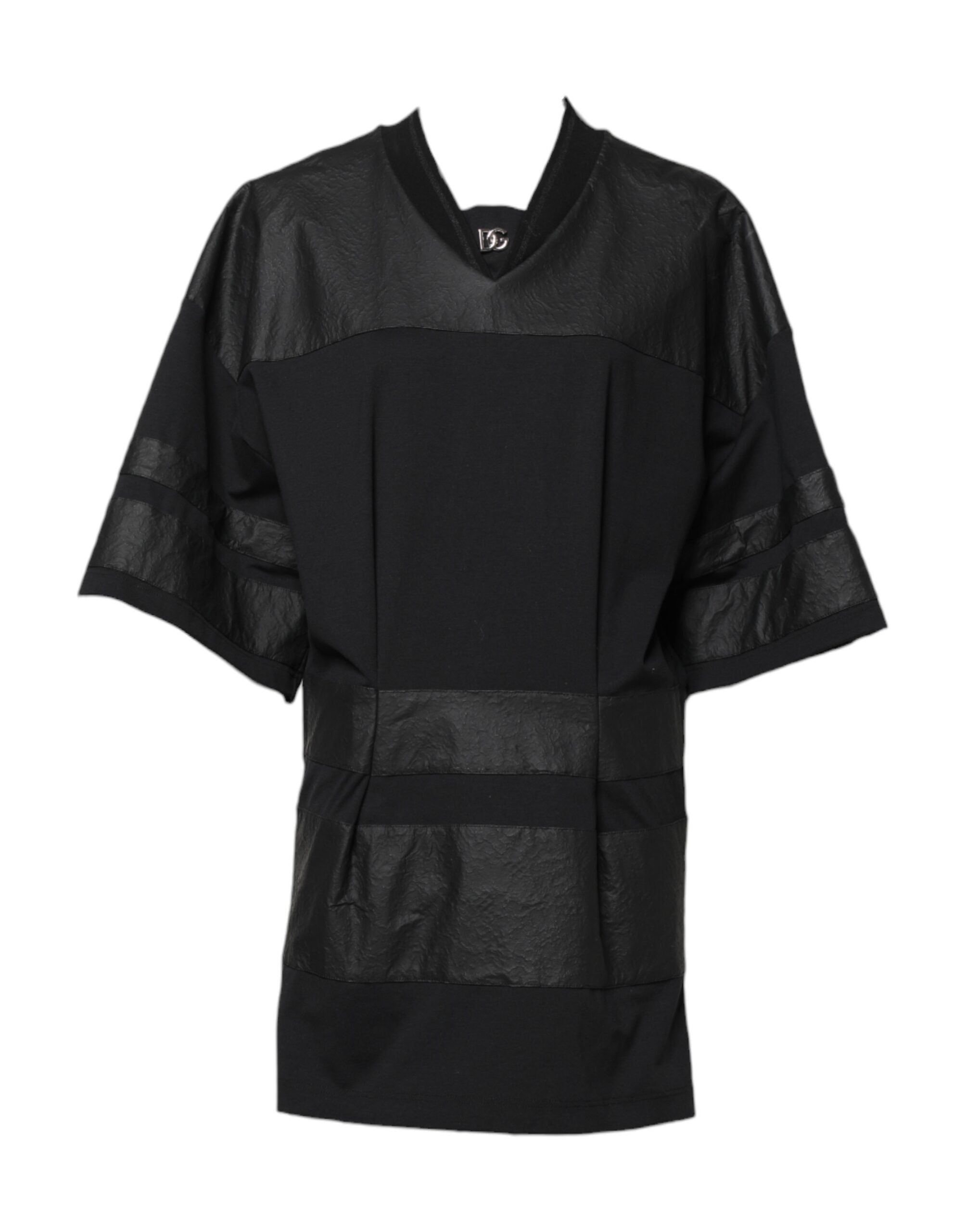 Camiseta Dolce & Gabbana de algodón negra con cuello en V y manga corta-2