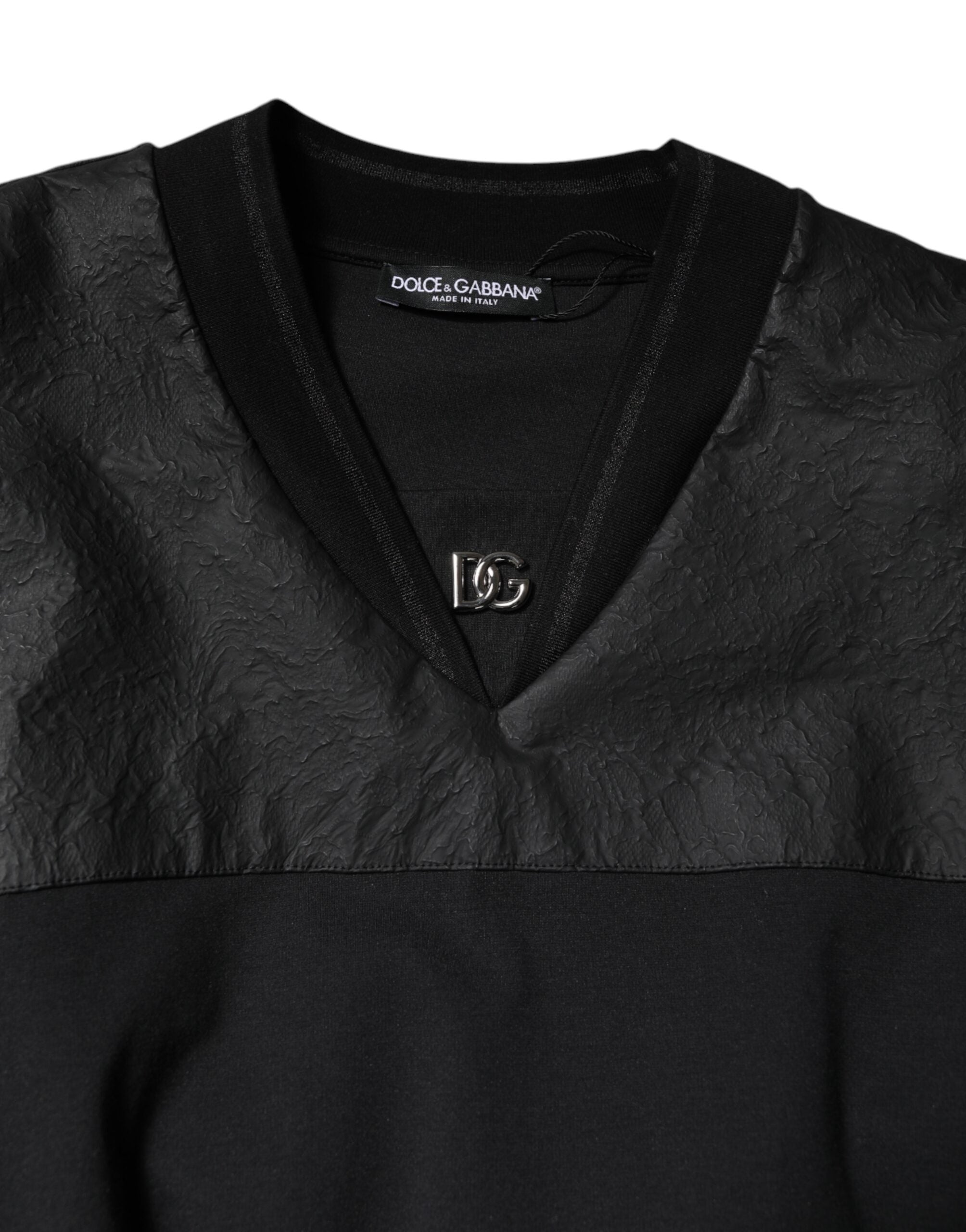 Camiseta Dolce & Gabbana de algodón negra con cuello en V y manga corta-4