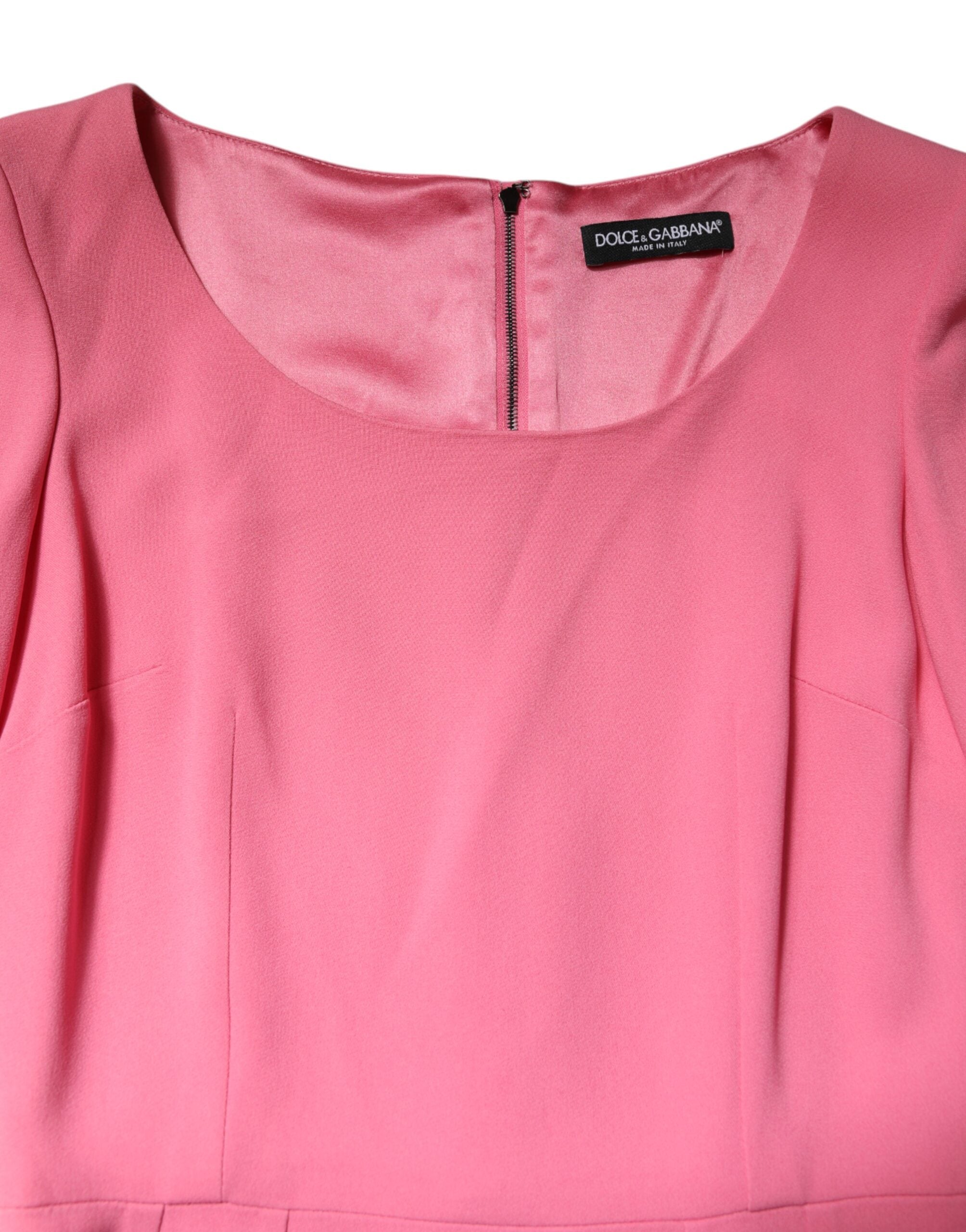 Dolce & Gabbana Pink Viscose Short Sleeve Midi Dress with Sheath-4