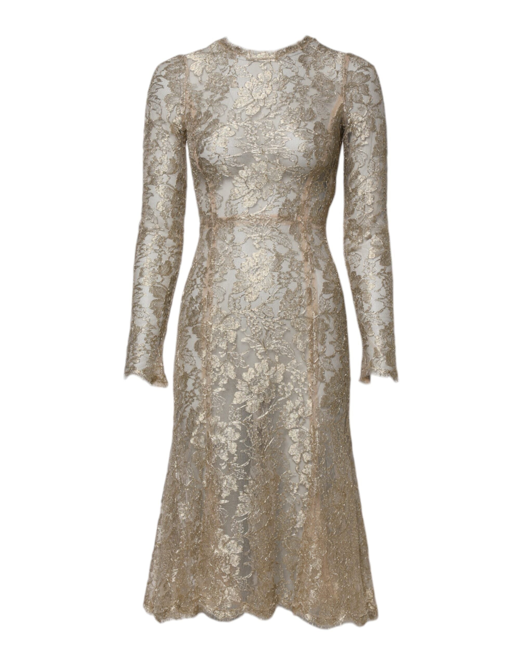 Dolce & Gabbana Gold Floral Spitze Lange Ärmel Fit &amp-2