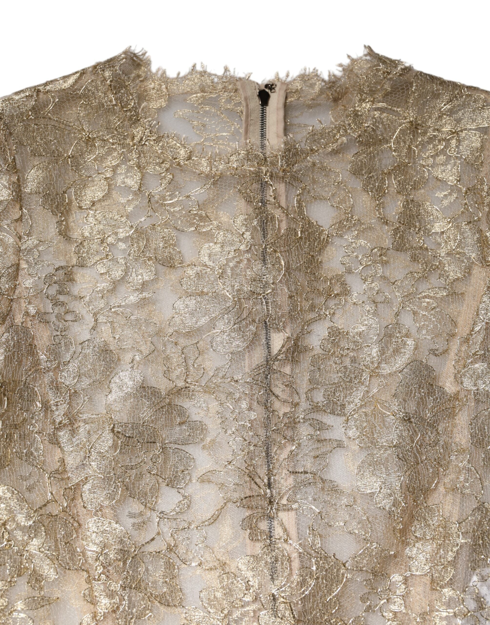 Dolce & Gabbana Gold Floral Spitze Lange Ärmel Fit &amp-4