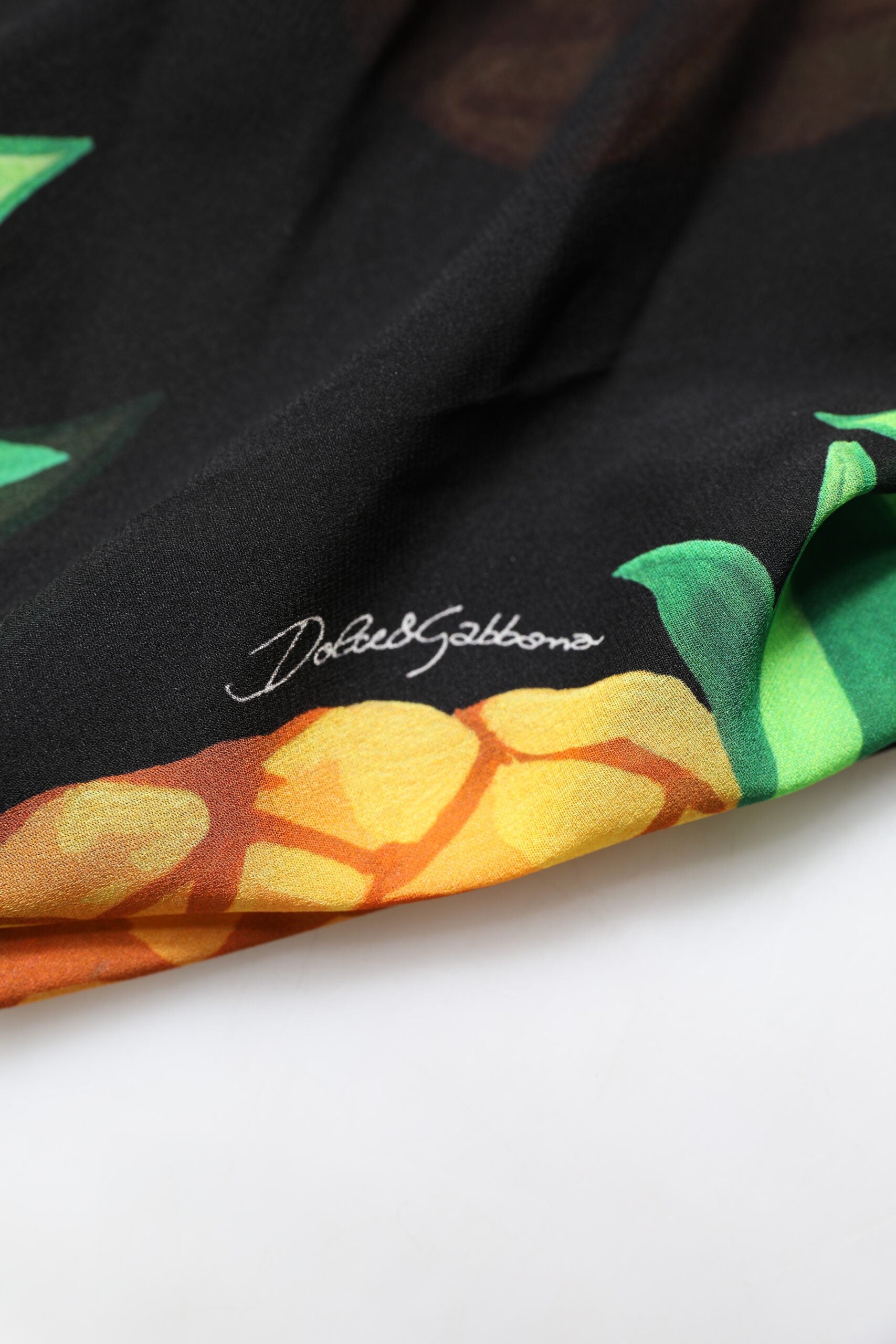 Dolce & Gabbana Black Silk Wrap Mini Dress with Pineapple Print-5