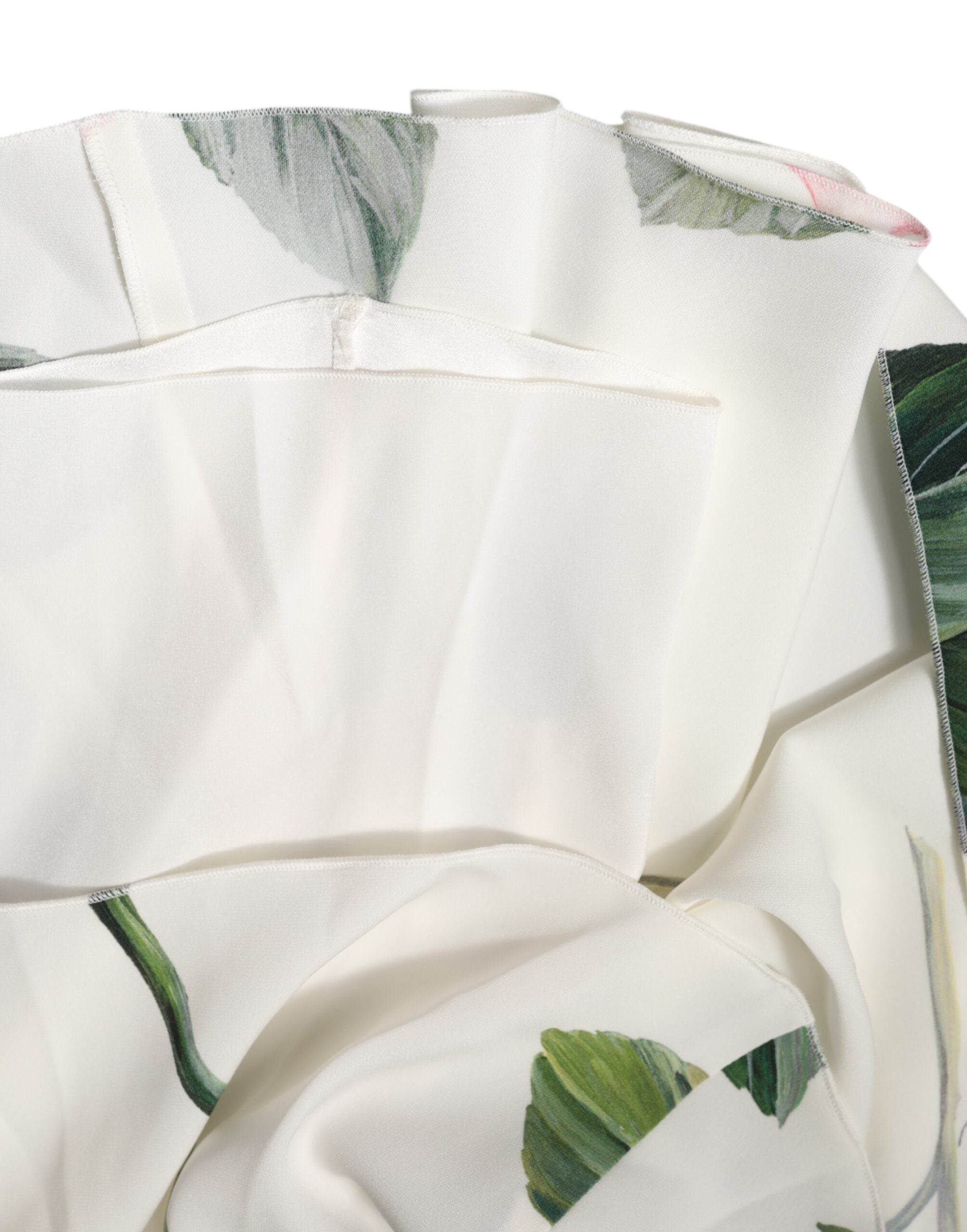 Dolce & Gabbana White Floral One-Shoulder Midi Dress-4