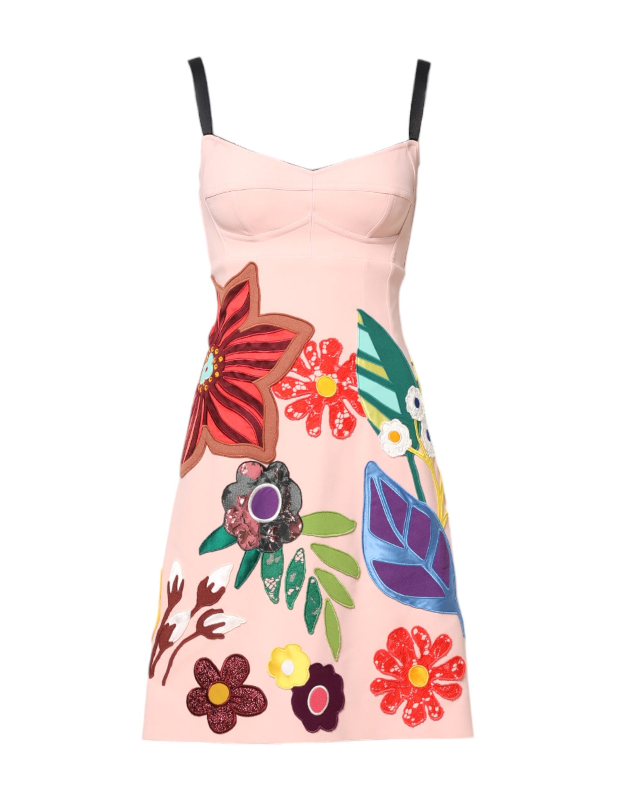 Dolce & Gabbana Rosa Spaghetti-Träger-Minikleid mit Blumenmuster-1