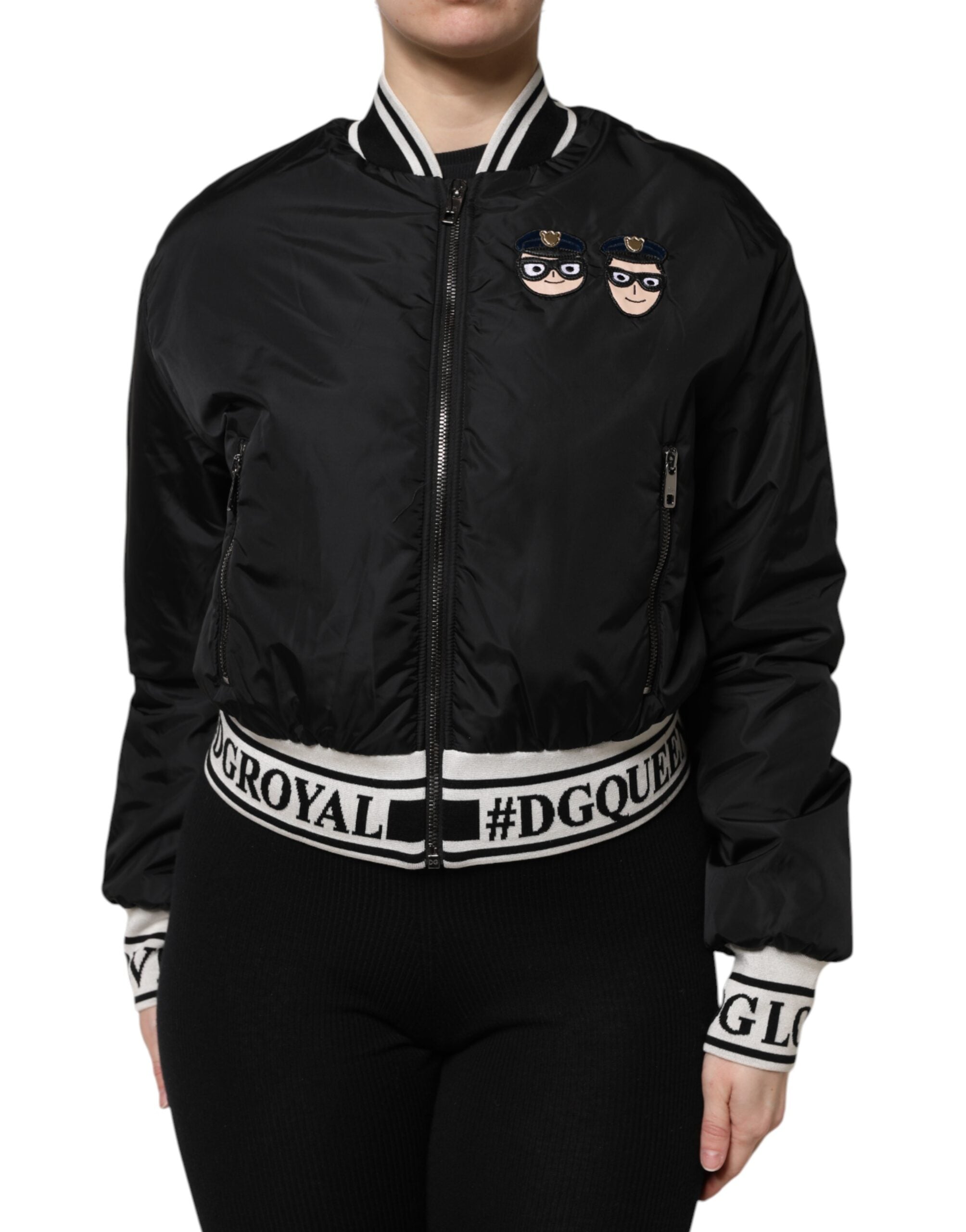 Dolce & Gabbana Black Nylon #DGFamily Bomber Jacket with Full Zip-2