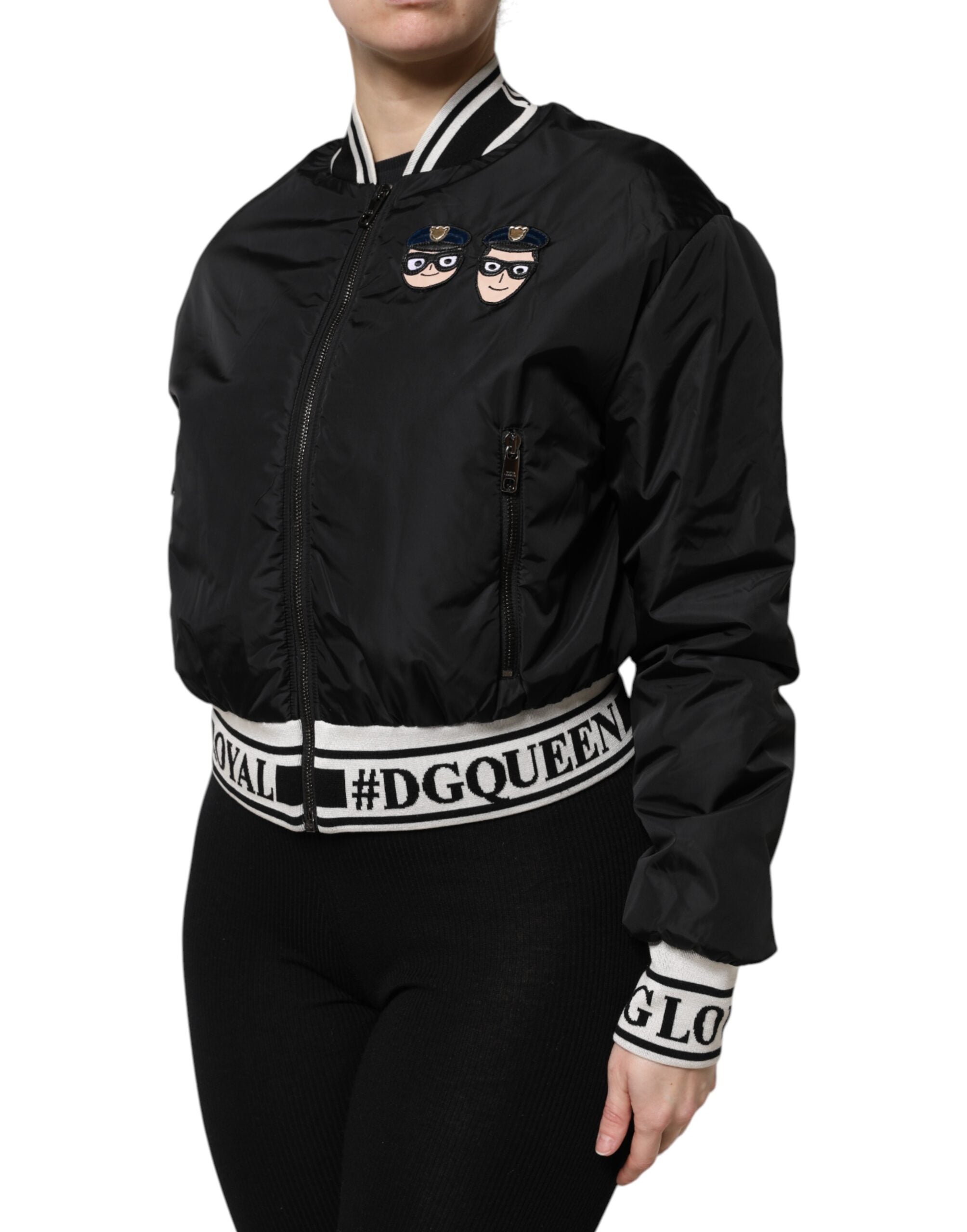Dolce & Gabbana Black Nylon #DGFamily Bomber Jacket with Full Zip-3