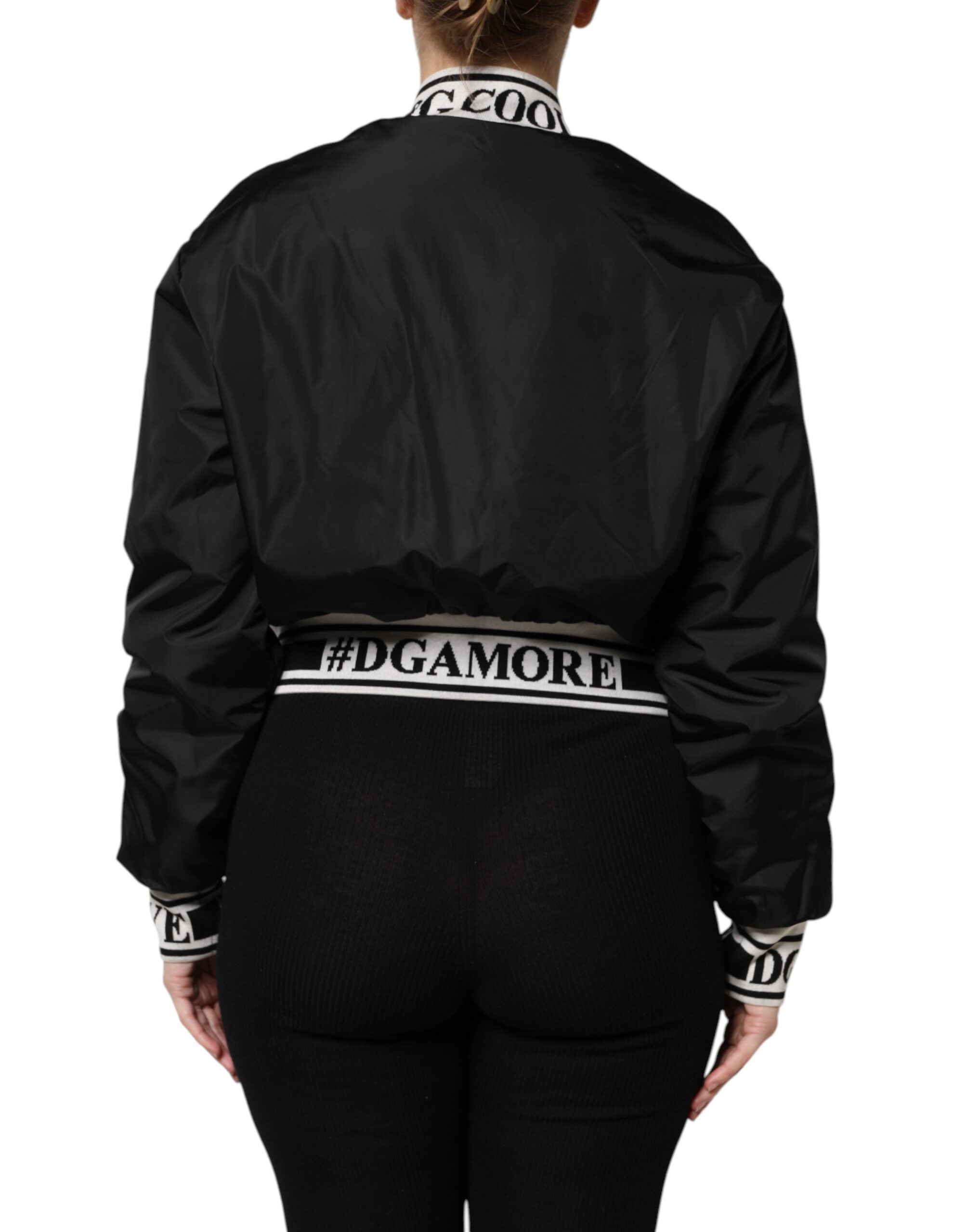 Dolce & Gabbana Black Nylon #DGFamily Bomber Jacket with Full Zip-4
