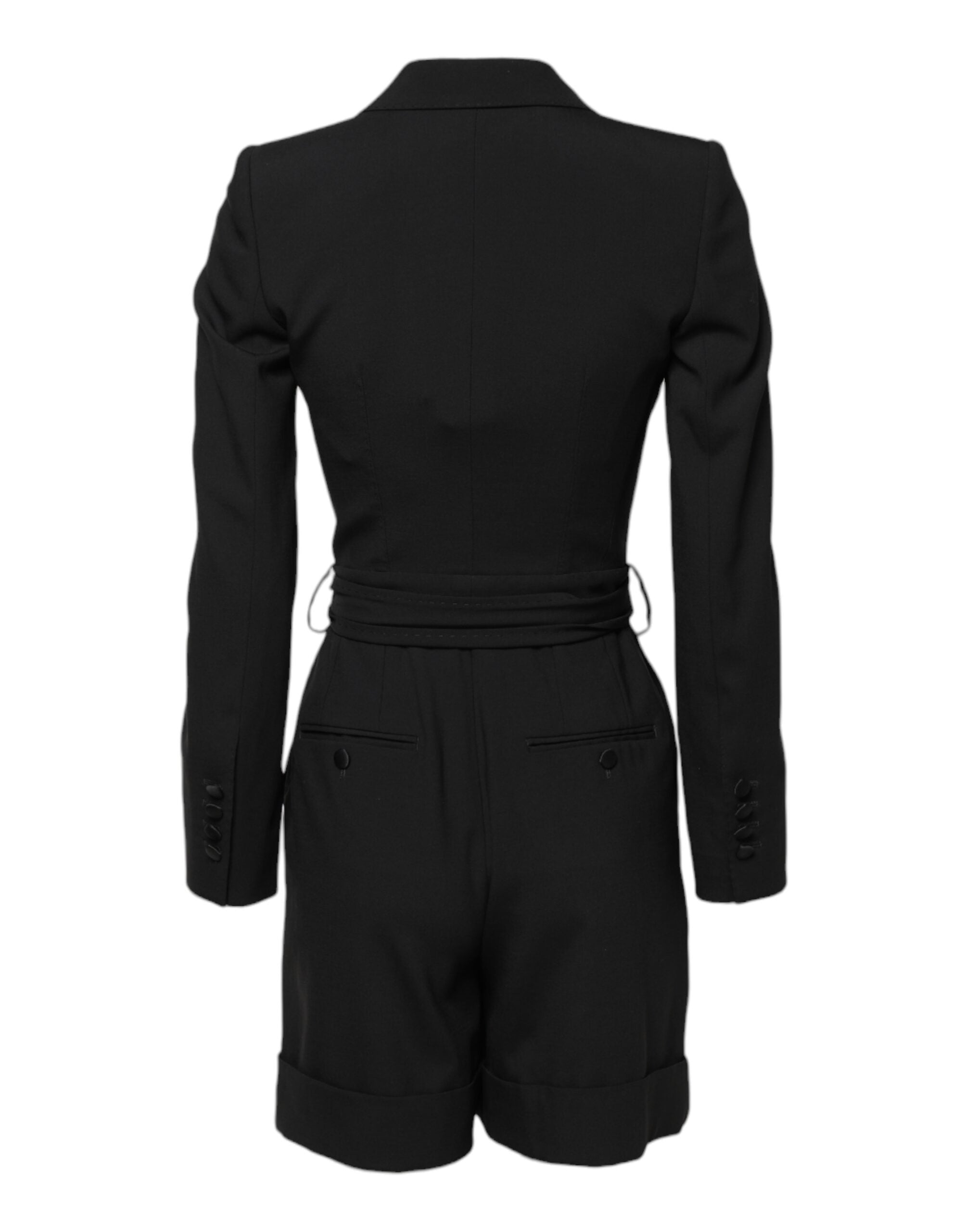 Dolce & Gabbana Black Wool Jumpsuit Dress Women's Coat Jacket-3