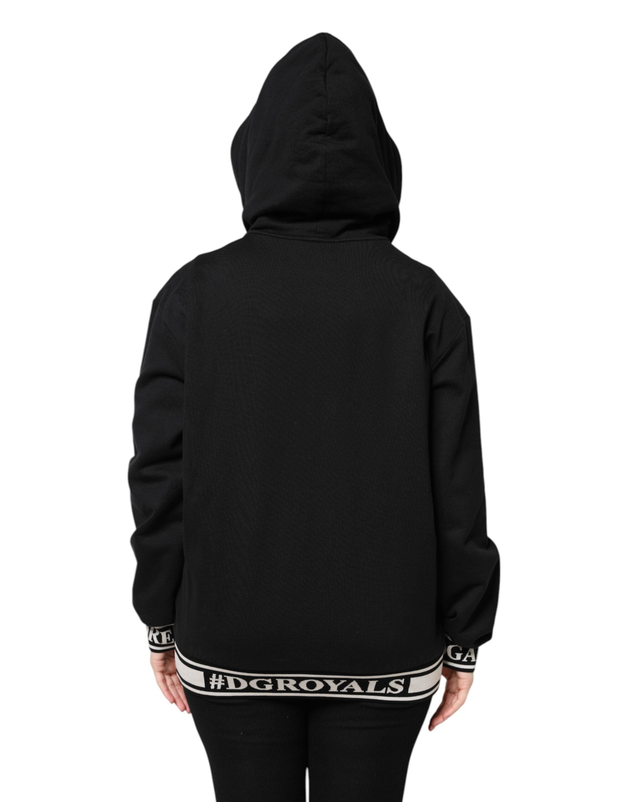 Jersey negro de algodón con capucha y cremallera de Dolce & Gabbana-4
