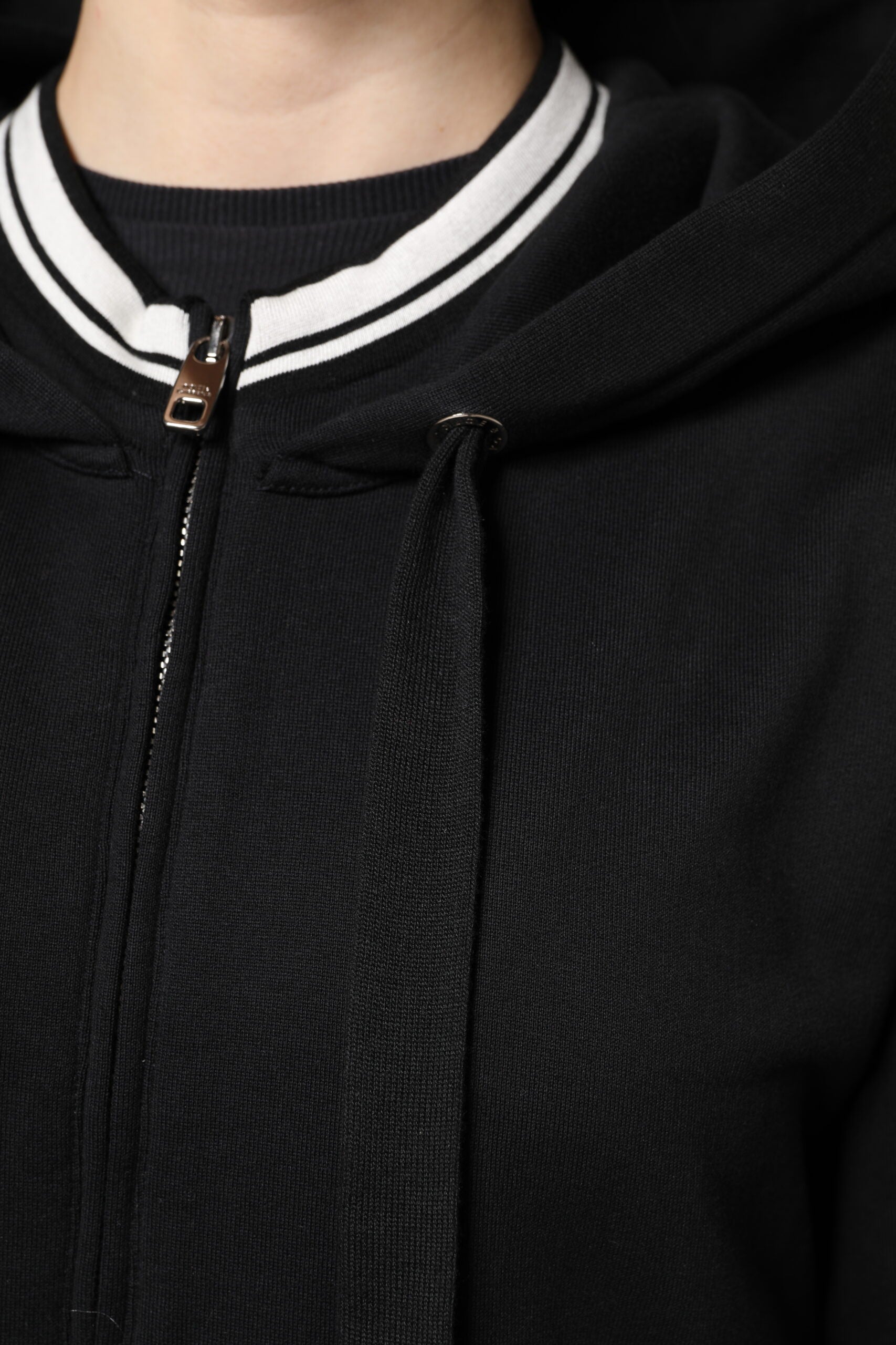 Jersey negro de algodón con capucha y cremallera de Dolce & Gabbana-6