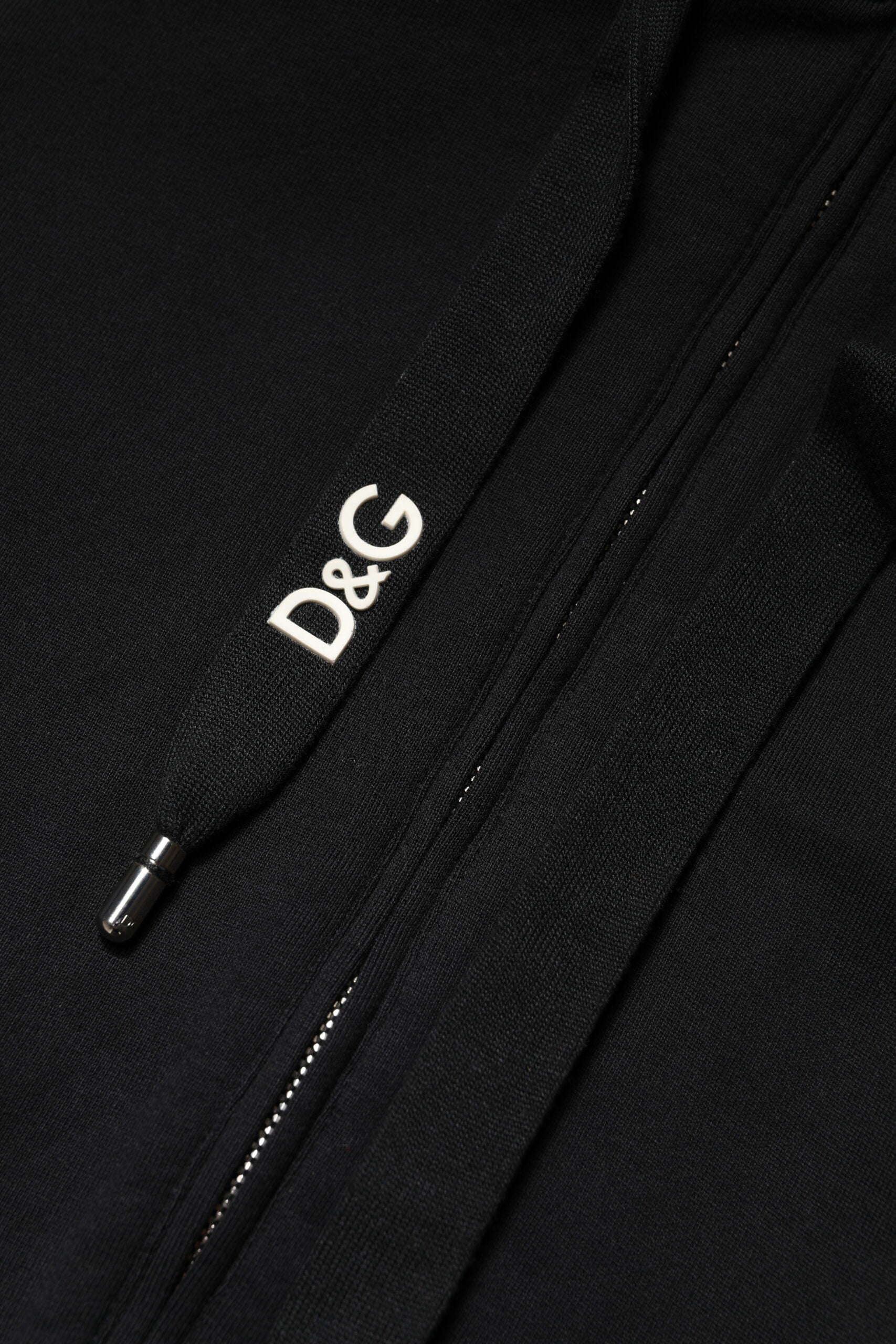 Jersey negro de algodón con capucha y cremallera de Dolce & Gabbana-8