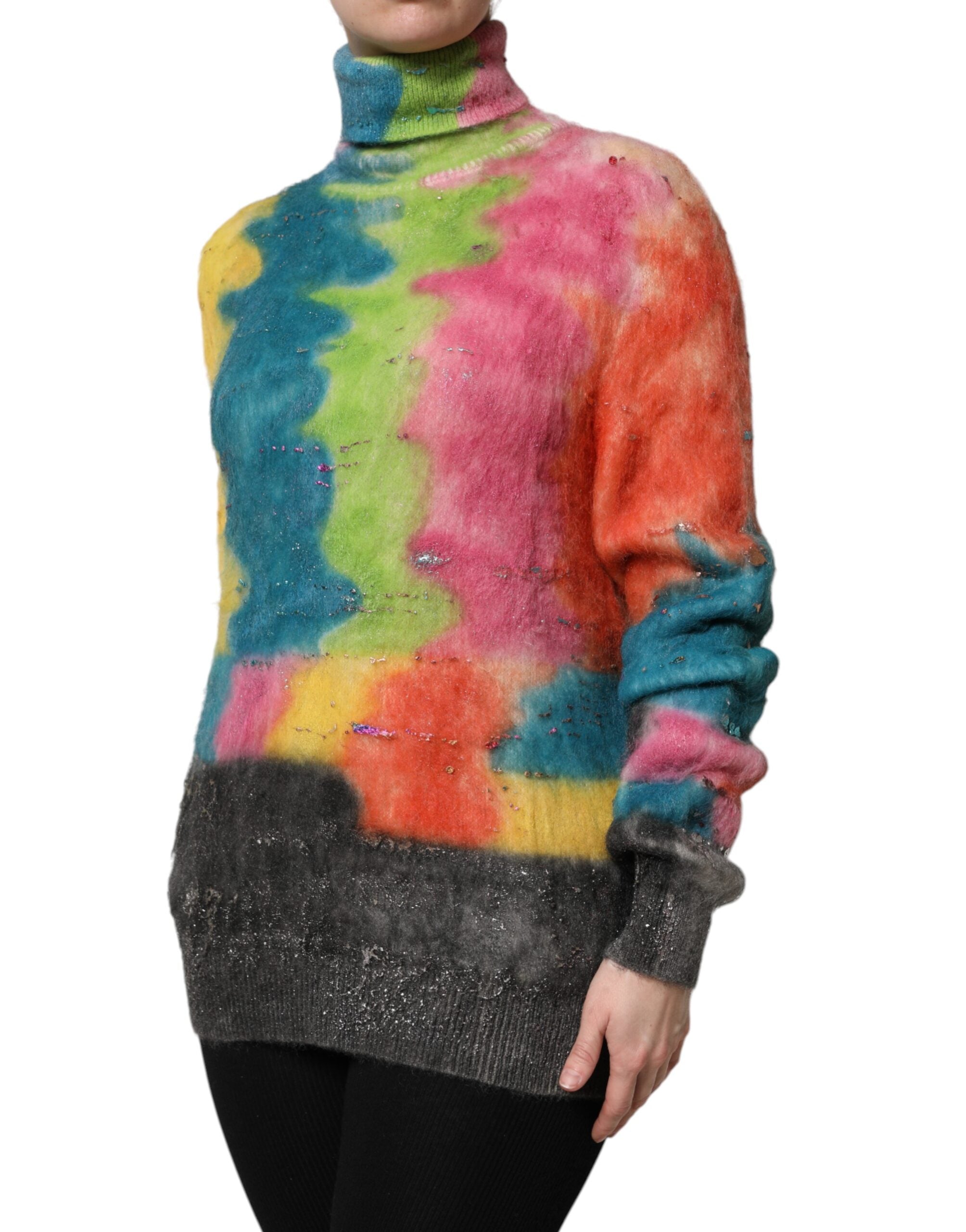Dolce & Gabbana Multicolor Mohair Turtleneck Sweater-3