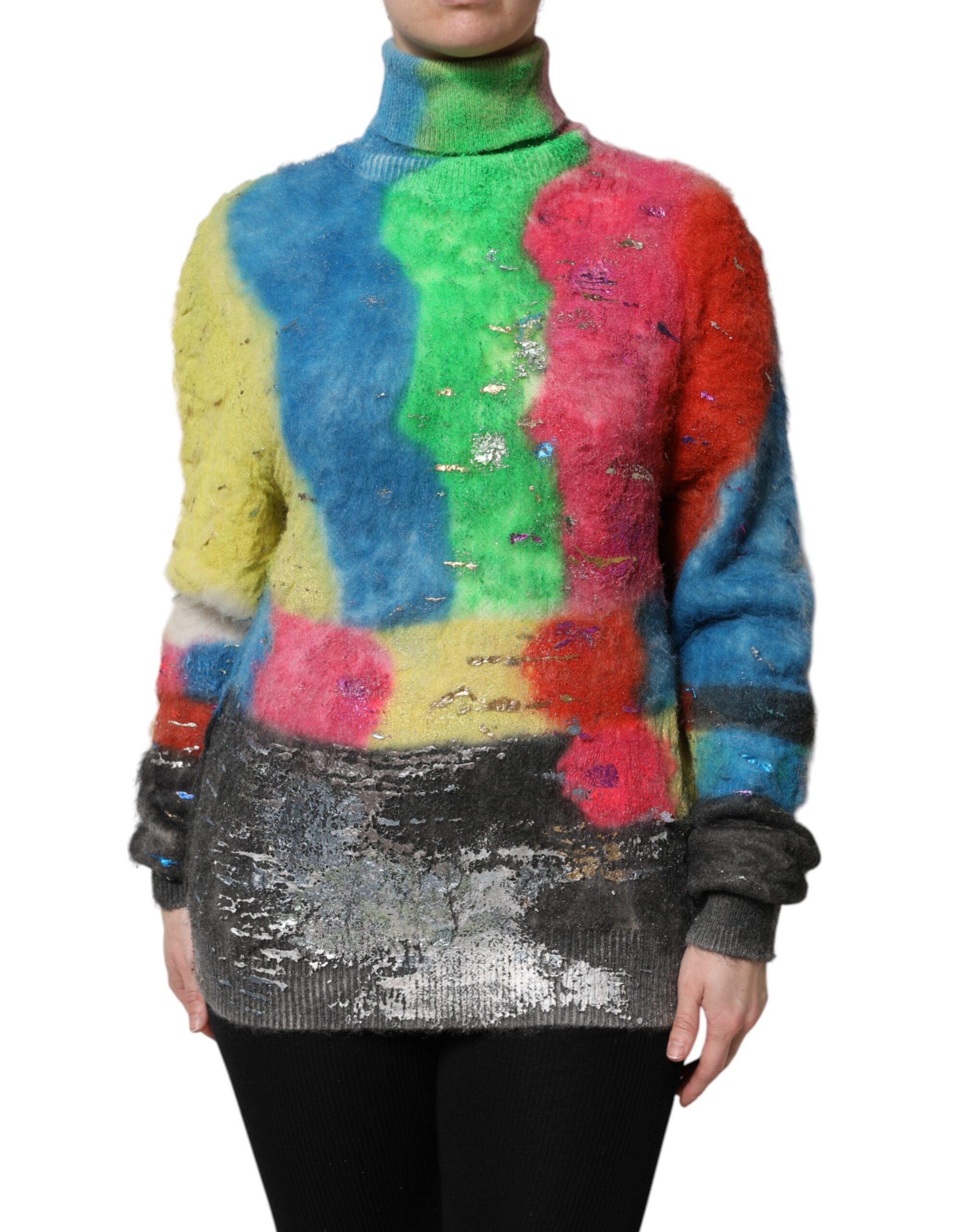 Suéter de cuello alto de mohair multicolor de Dolce & Gabbana-1