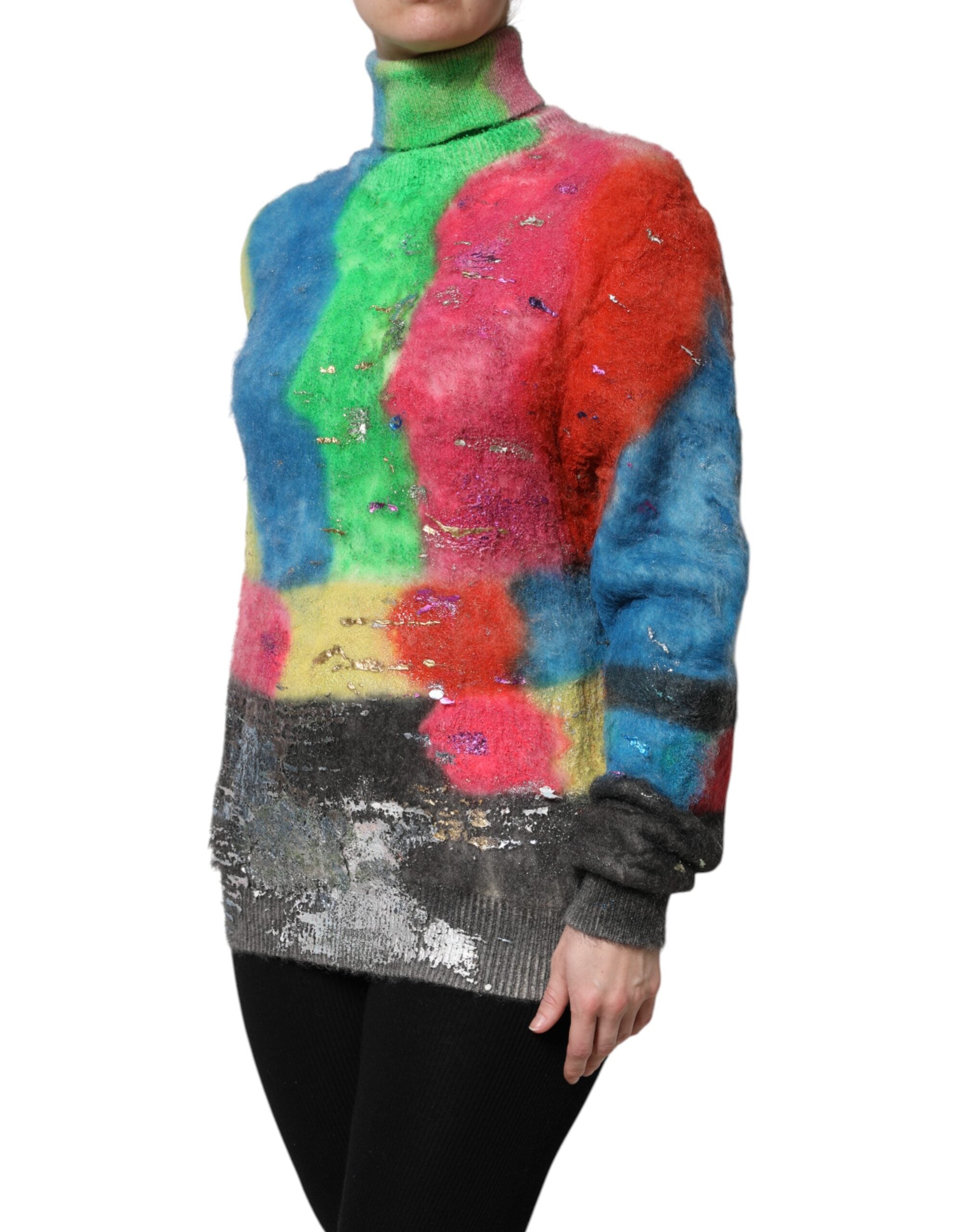 Suéter de cuello alto de mohair multicolor de Dolce & Gabbana-3