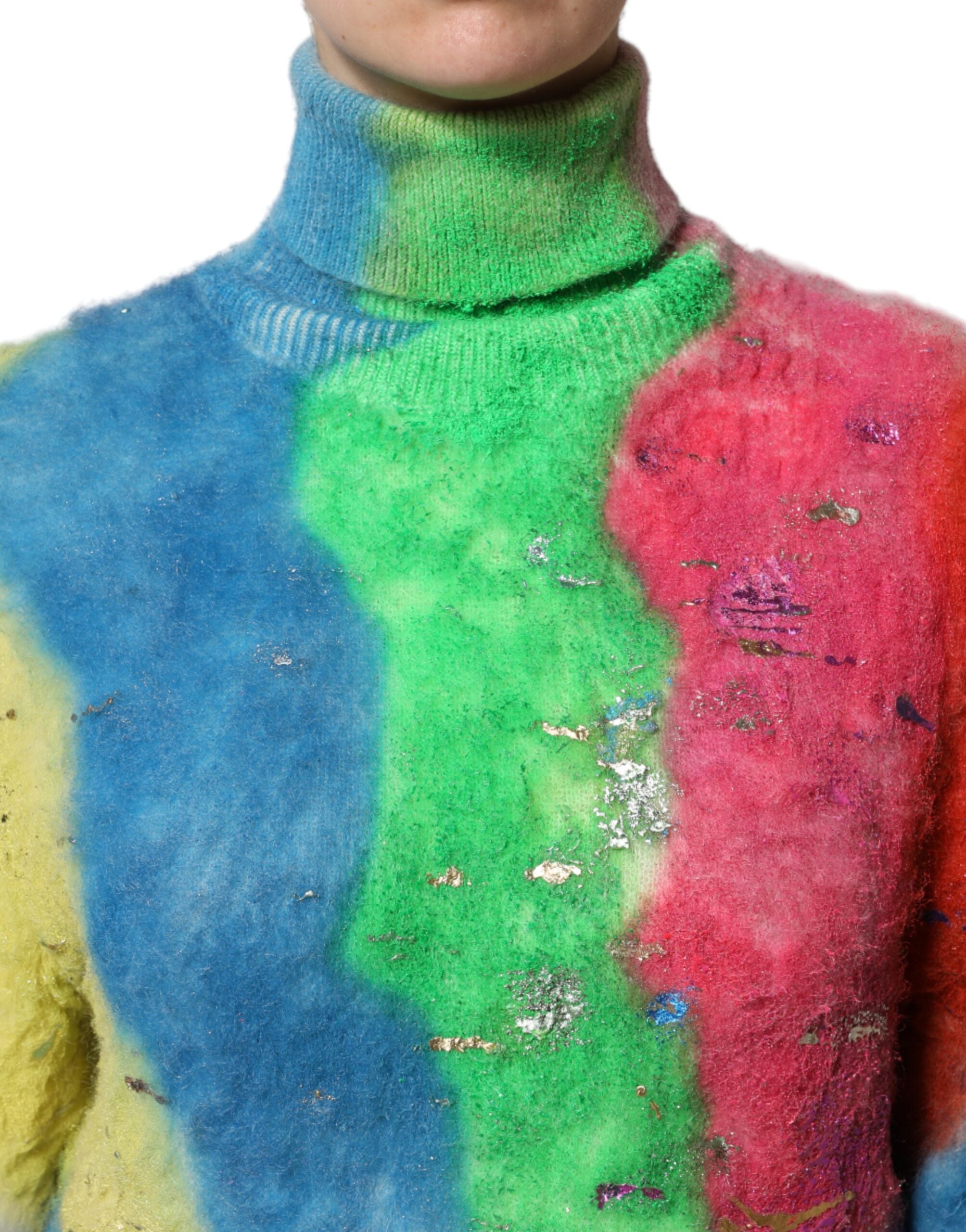 Suéter de cuello alto de mohair multicolor de Dolce & Gabbana-5