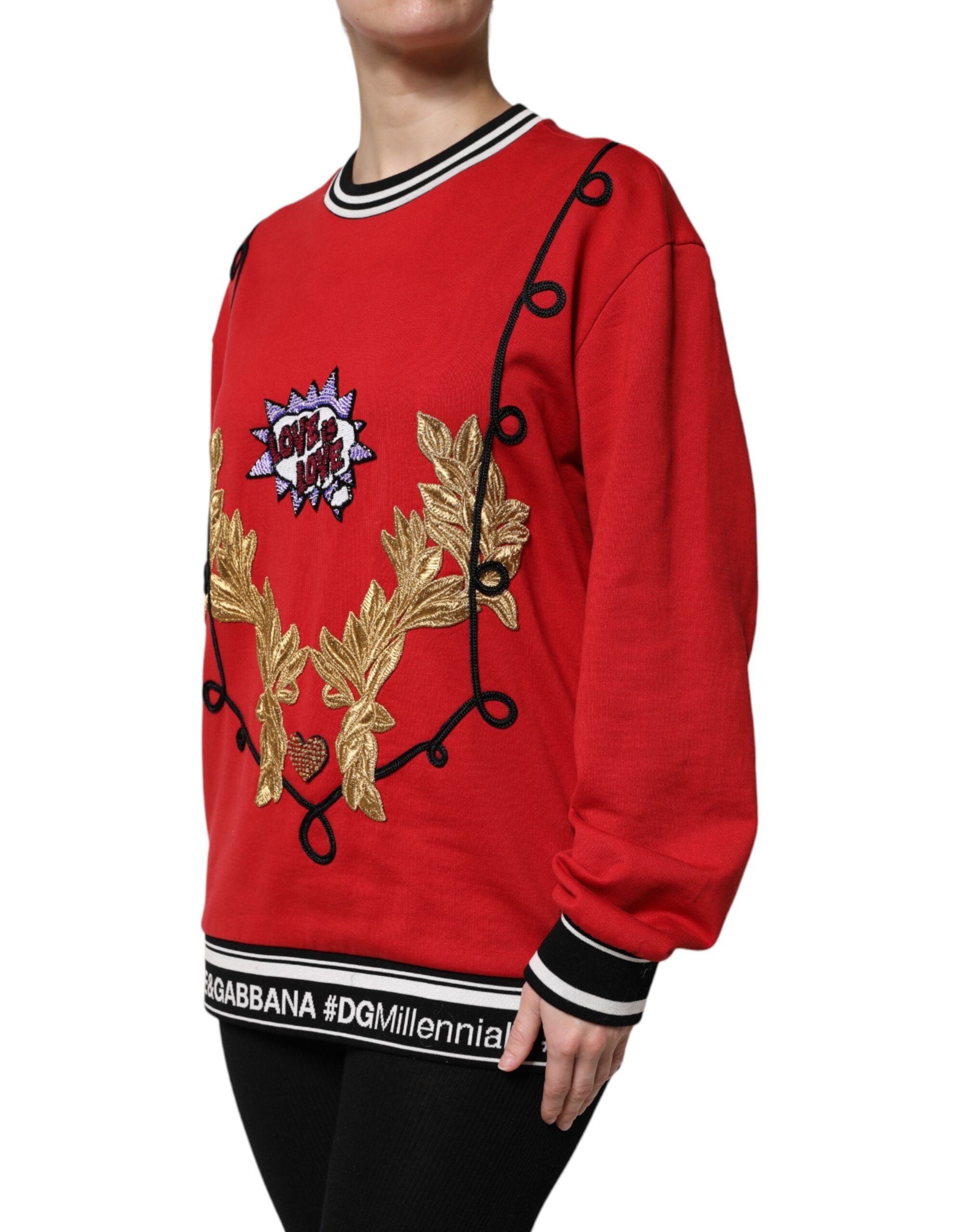 Dolce & Gabbana Red Cotton Queen Sweater with Sequins-3