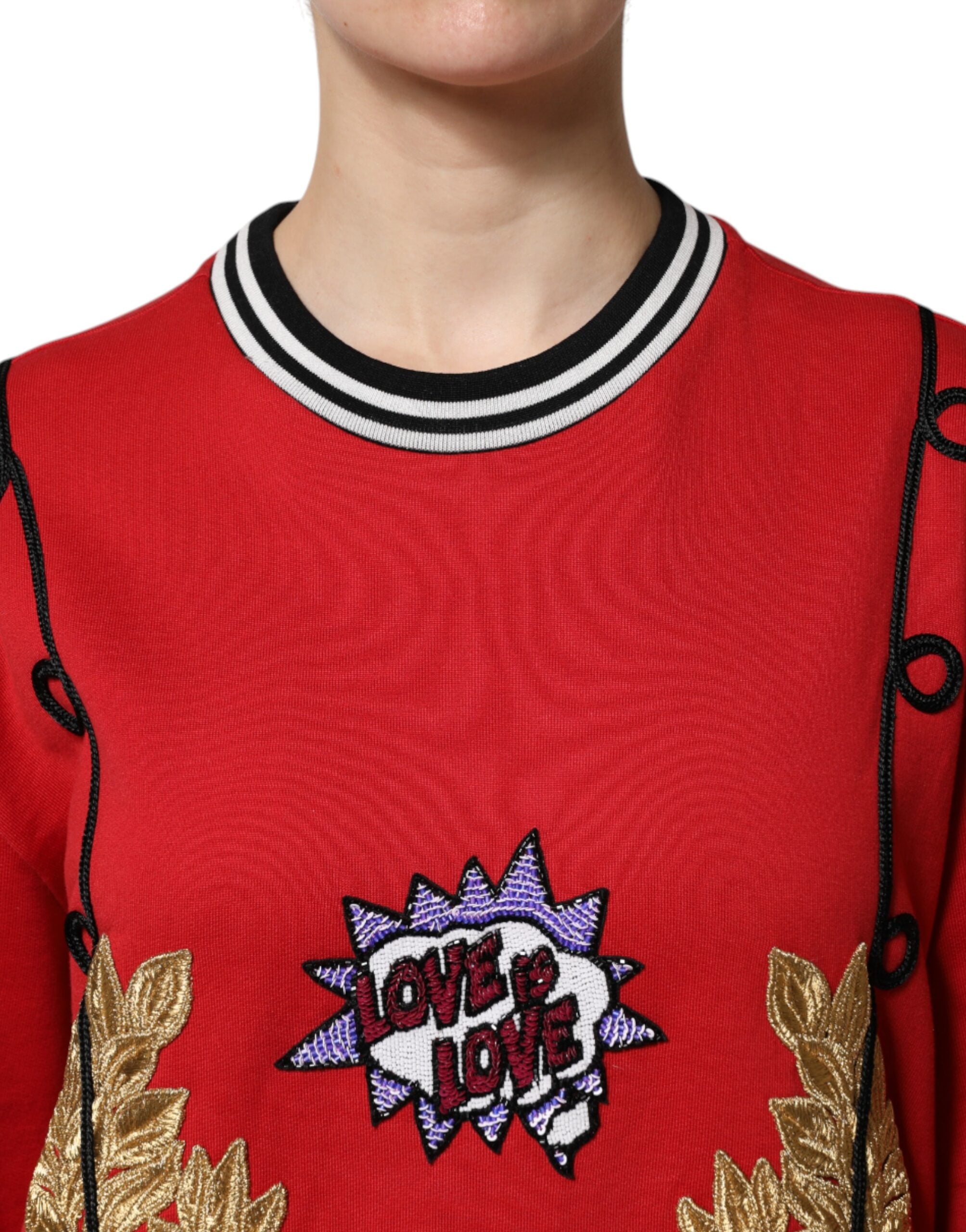 Dolce & Gabbana Red Cotton Queen Sweater with Sequins-5