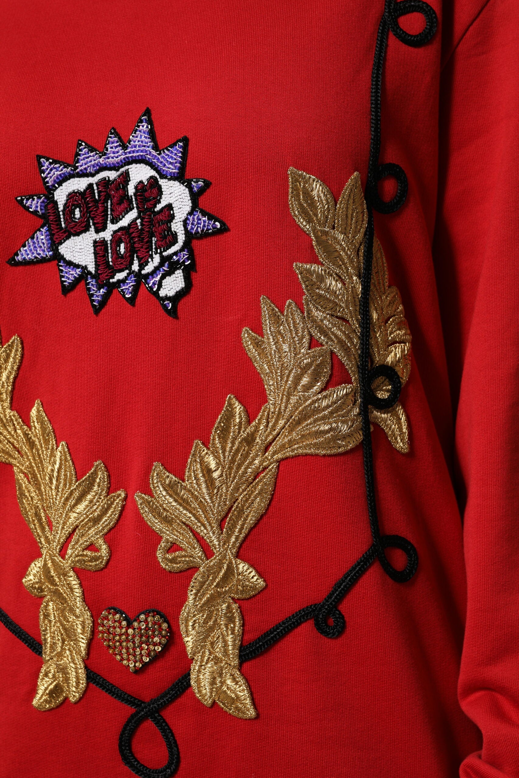Dolce & Gabbana Red Cotton Queen Sweater with Sequins-6