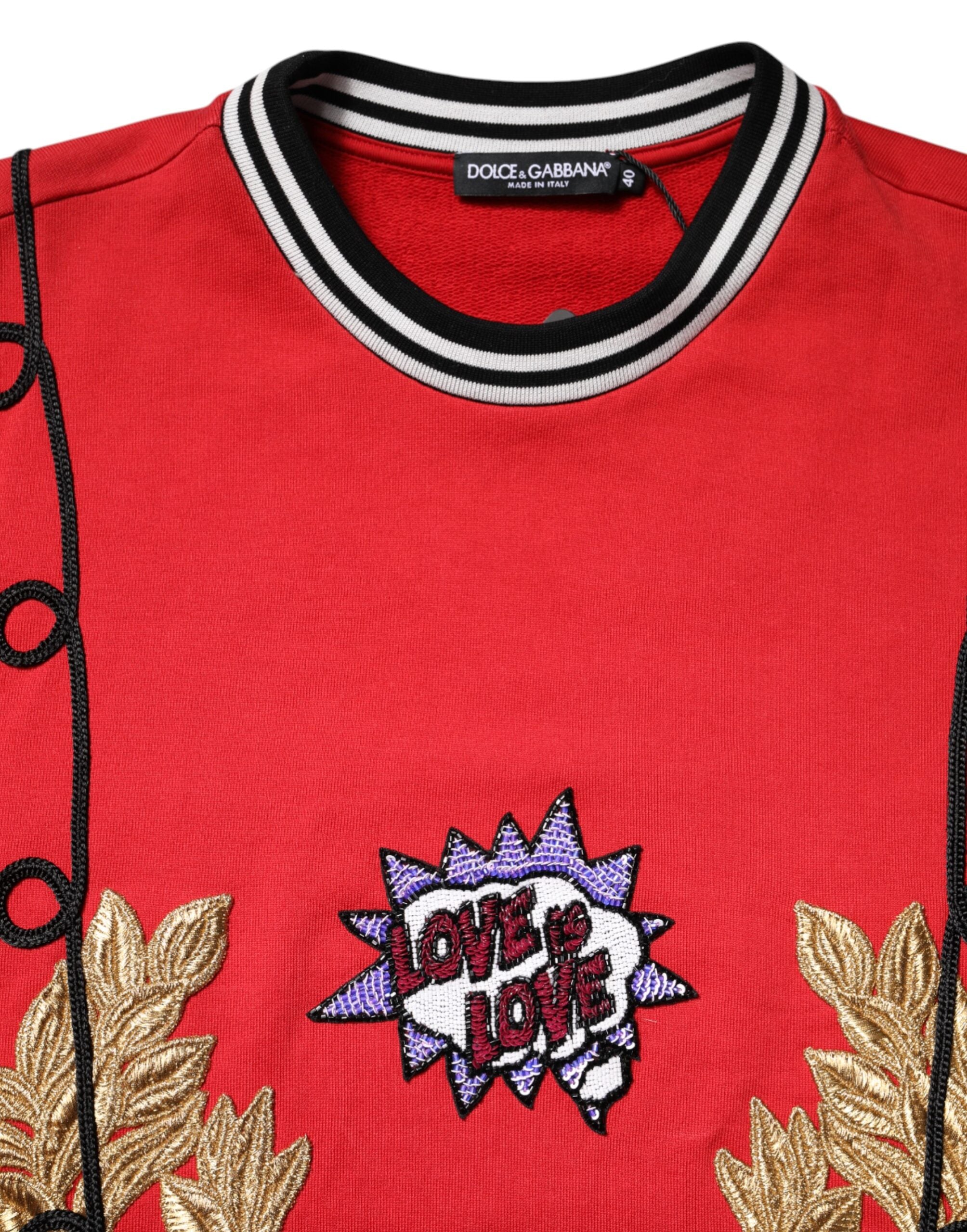 Dolce & Gabbana Red Cotton Queen Sweater with Sequins-7