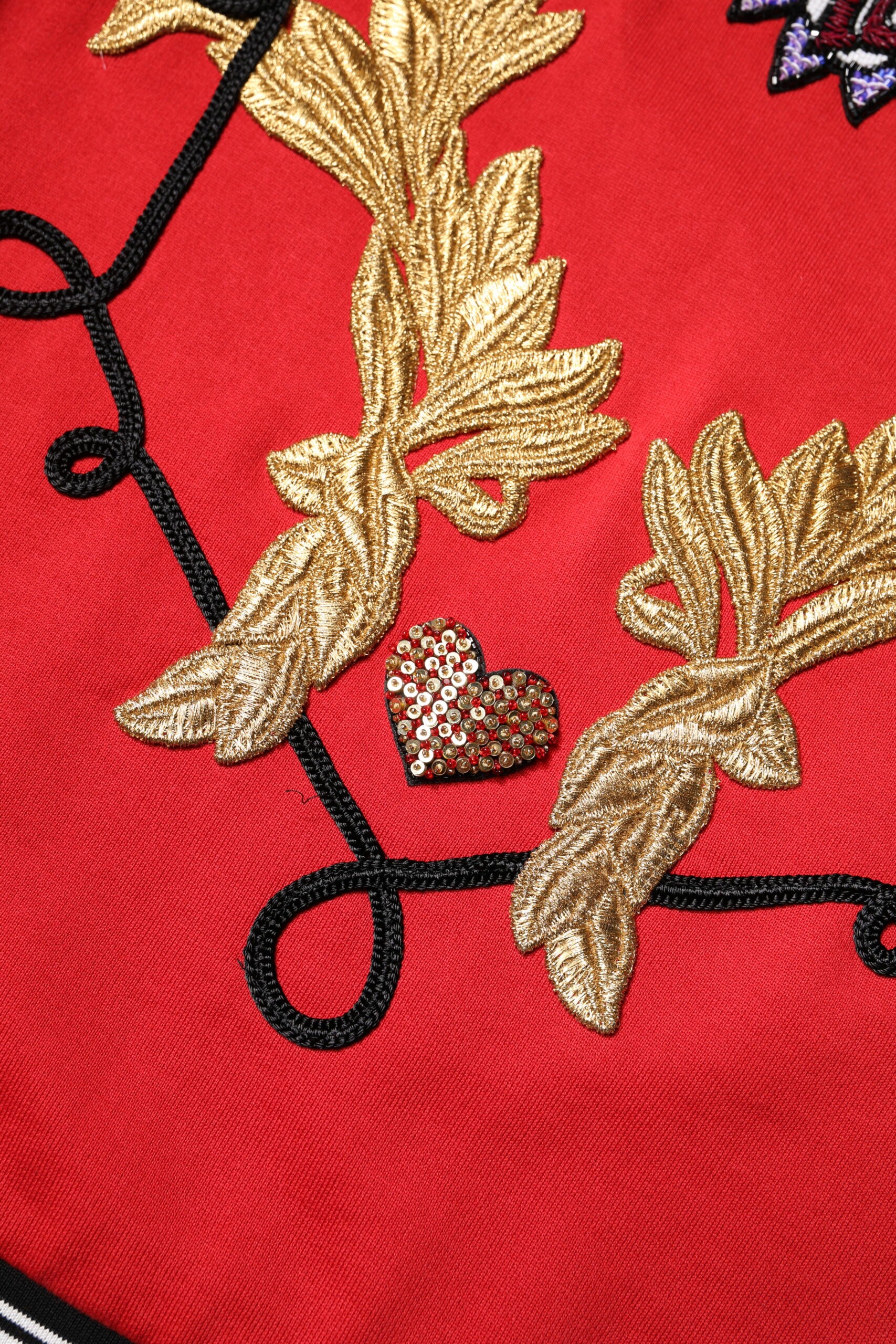 Dolce & Gabbana Red Cotton Queen Sweater with Sequins-8
