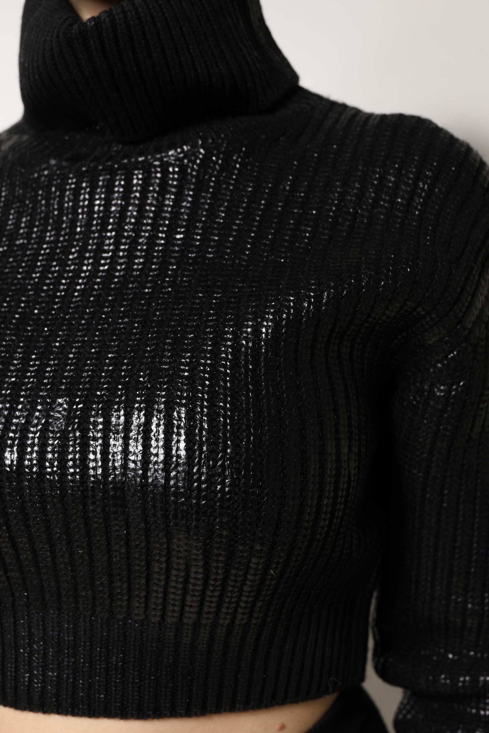 Top de lana con cuello vuelto y manga larga negro de Dolce & Gabbana-6
