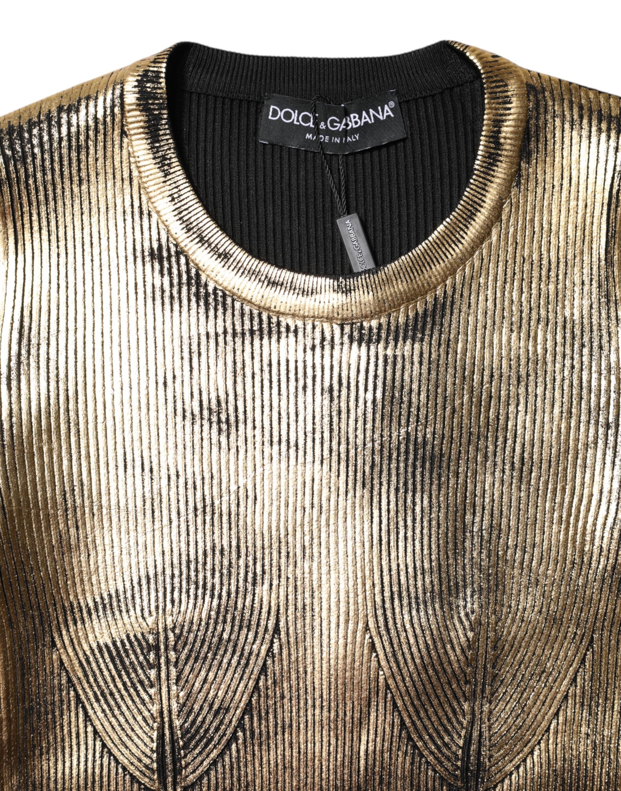Suéter de manga larga con cuello redondo dorado de Dolce & Gabbana-7