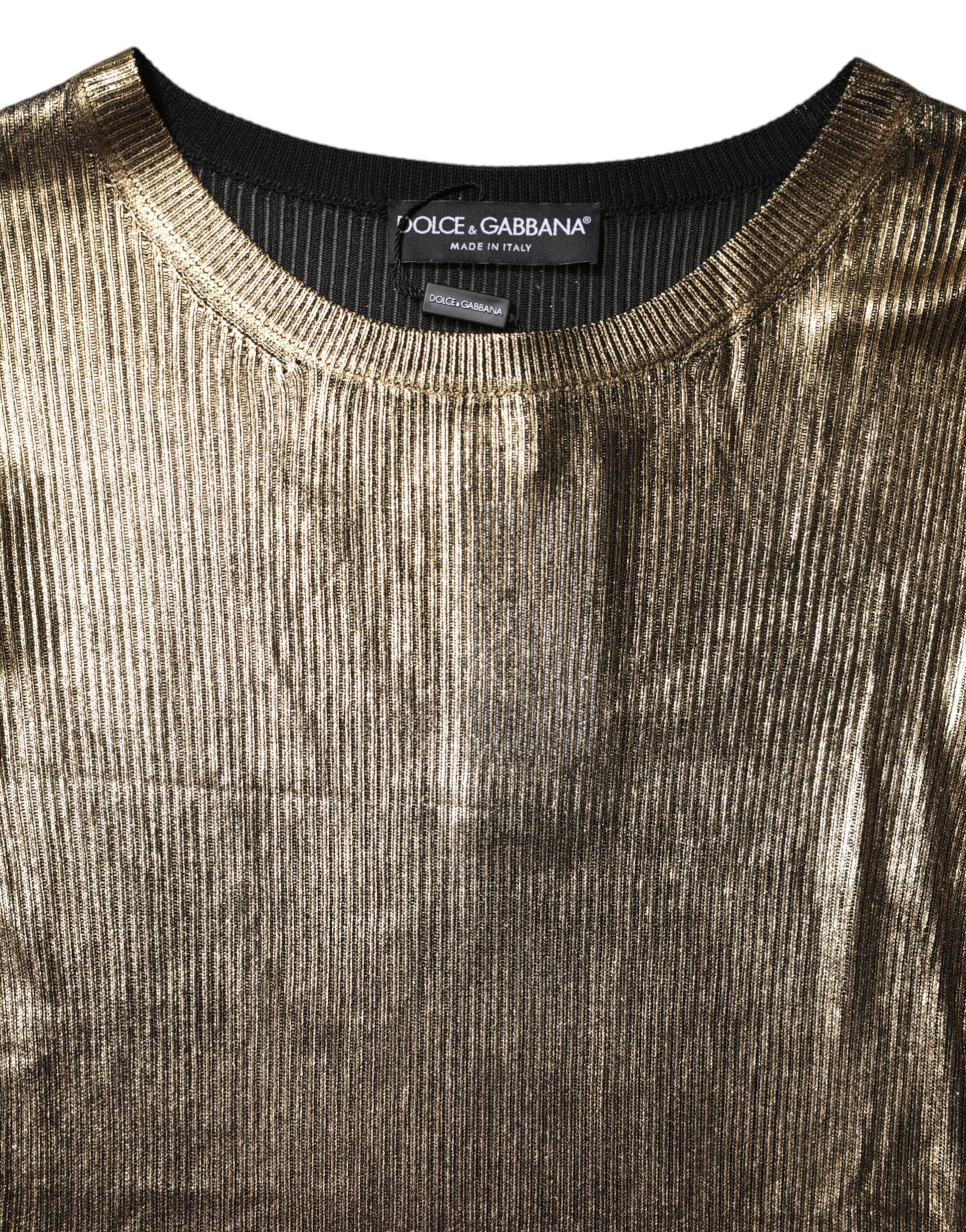 Dolce & Gabbana Gold Rundhalsausschnitt Langarmpullover Top-7