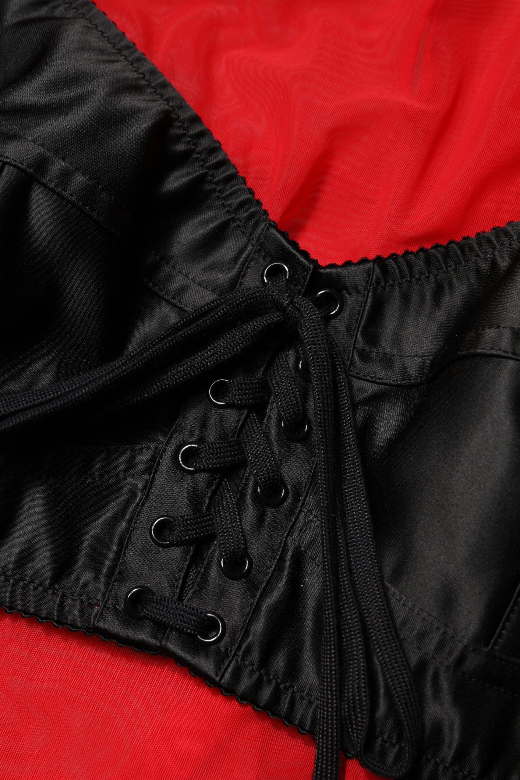 Dolce & Gabbana Red and Black Bustier Detailing Long-Sleeved Top-8