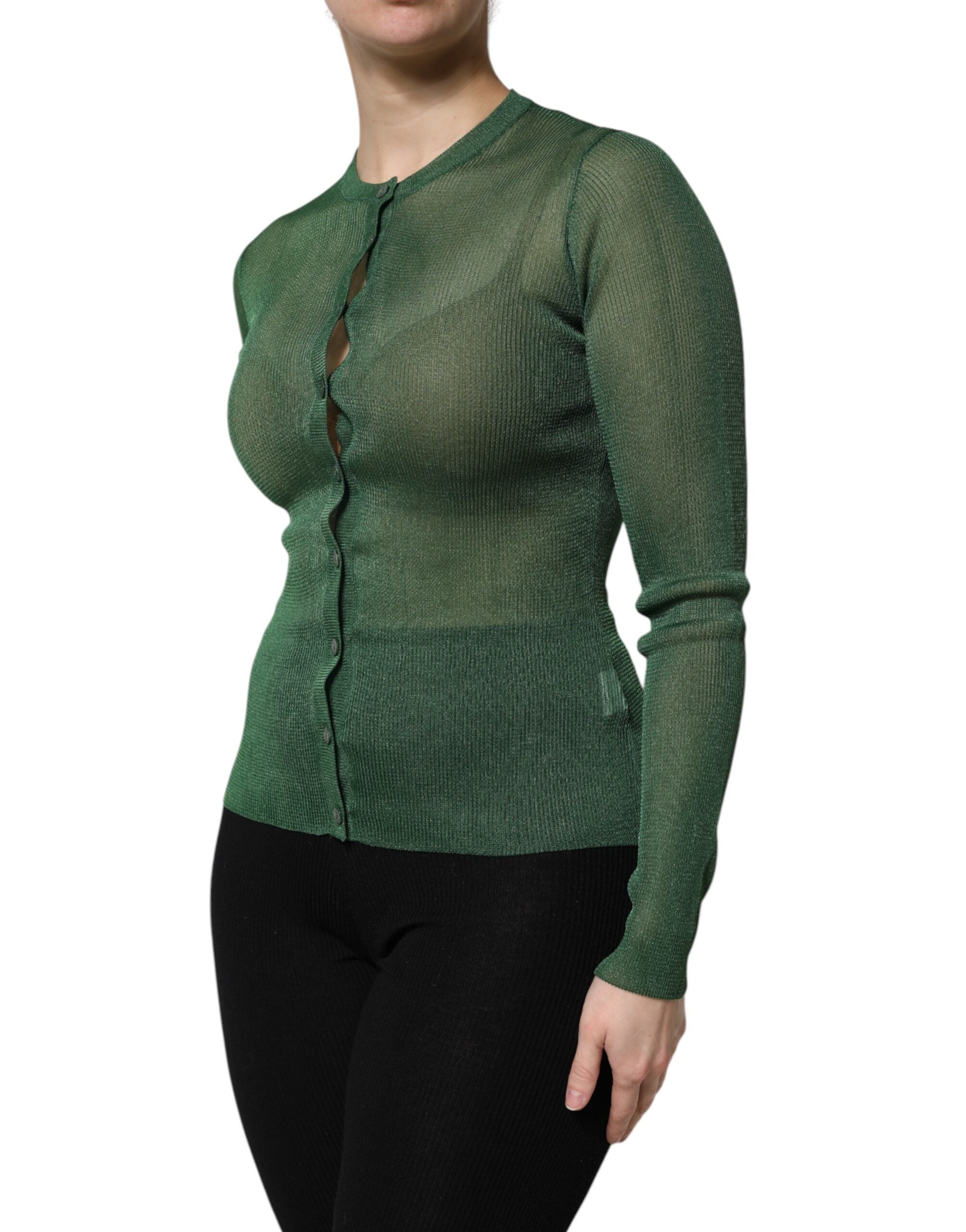Dolce & Gabbana Grüner Polyester Pullover mit langen Ärmeln-3
