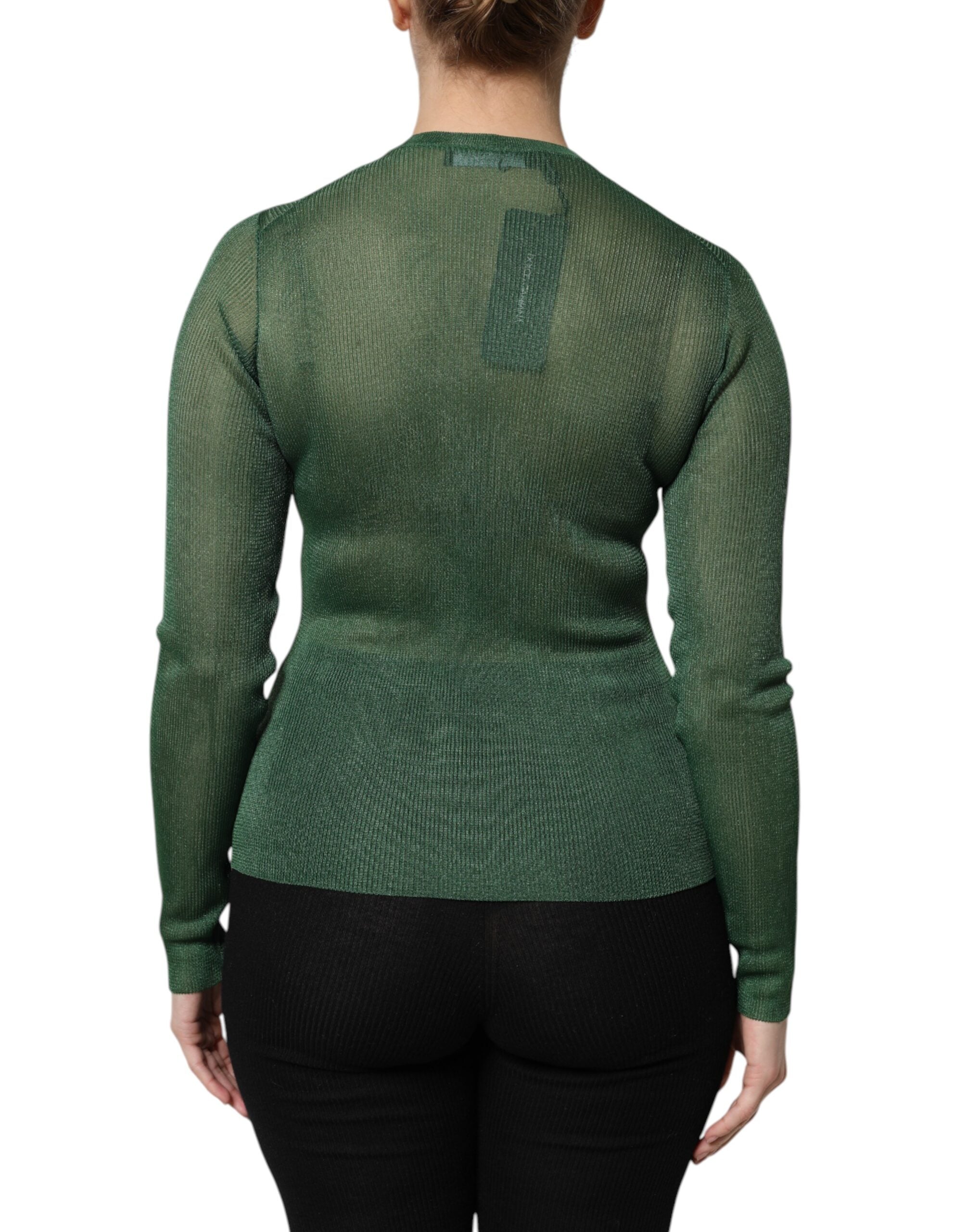 Dolce & Gabbana Grüner Polyester Pullover mit langen Ärmeln-4