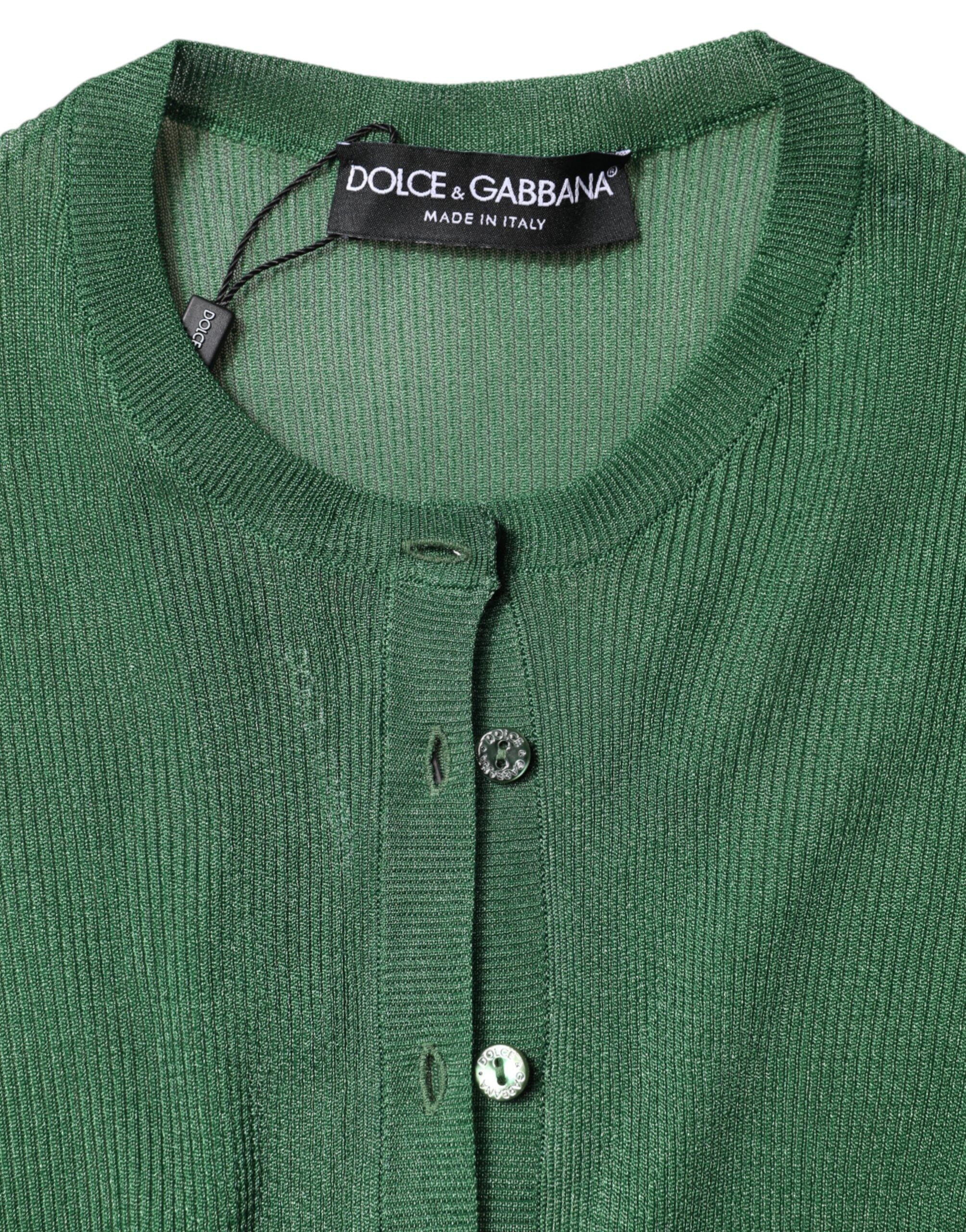 Dolce & Gabbana Grüner Polyester Pullover mit langen Ärmeln-7