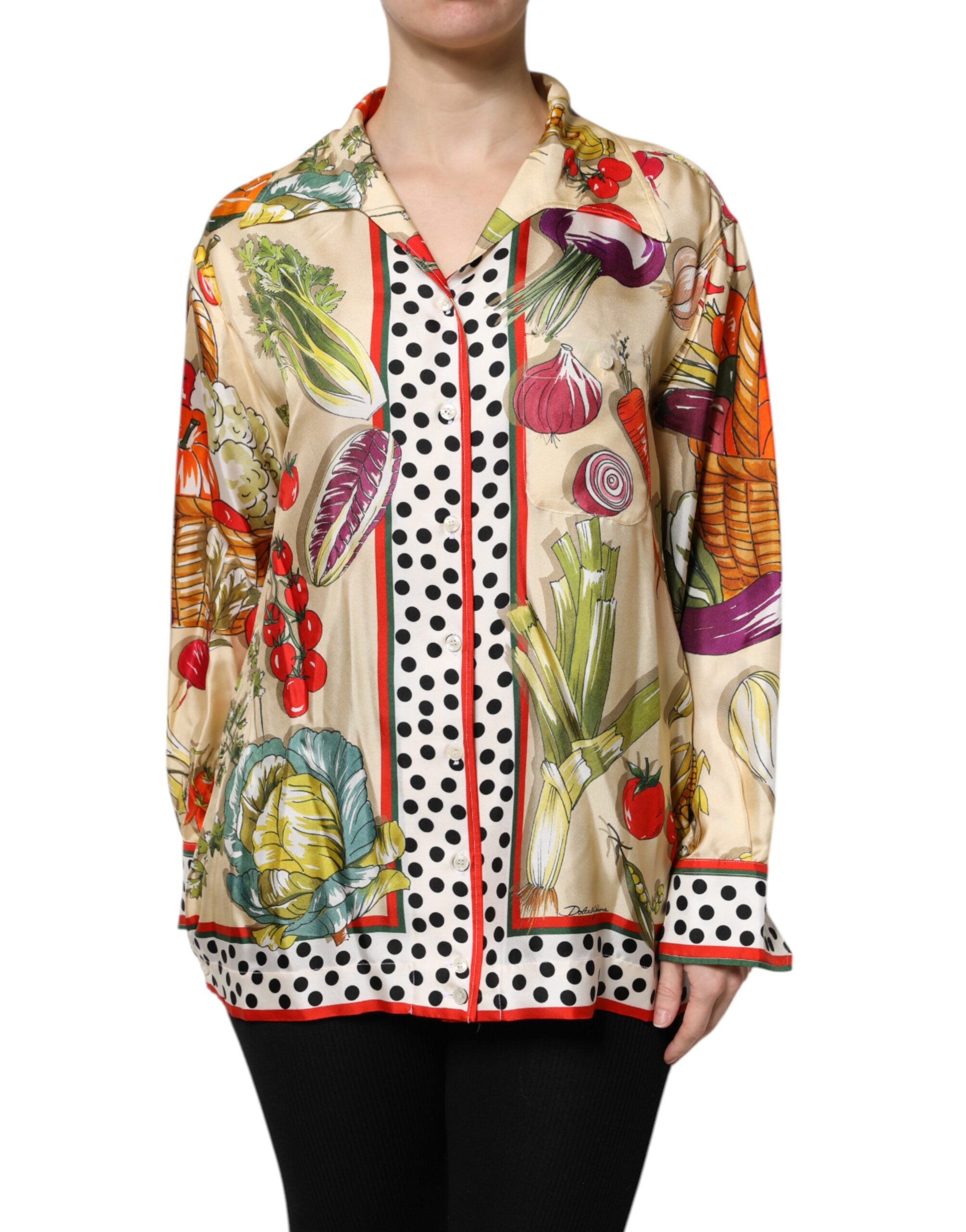Dolce & Gabbana Multicolor Gemüse Seide Lange Ärmel Top-1