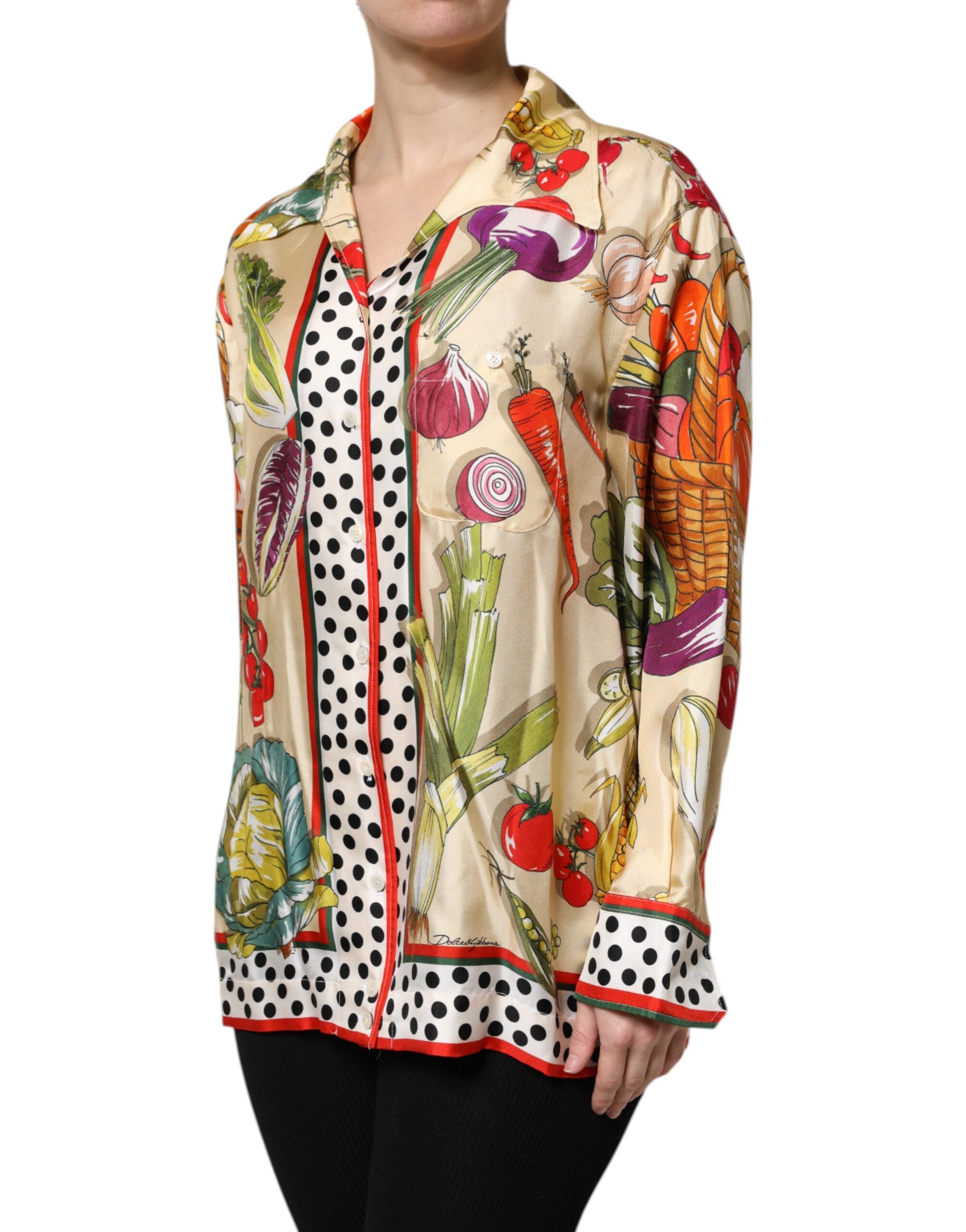 Dolce & Gabbana Multicolor Gemüse Seide Lange Ärmel Top-3