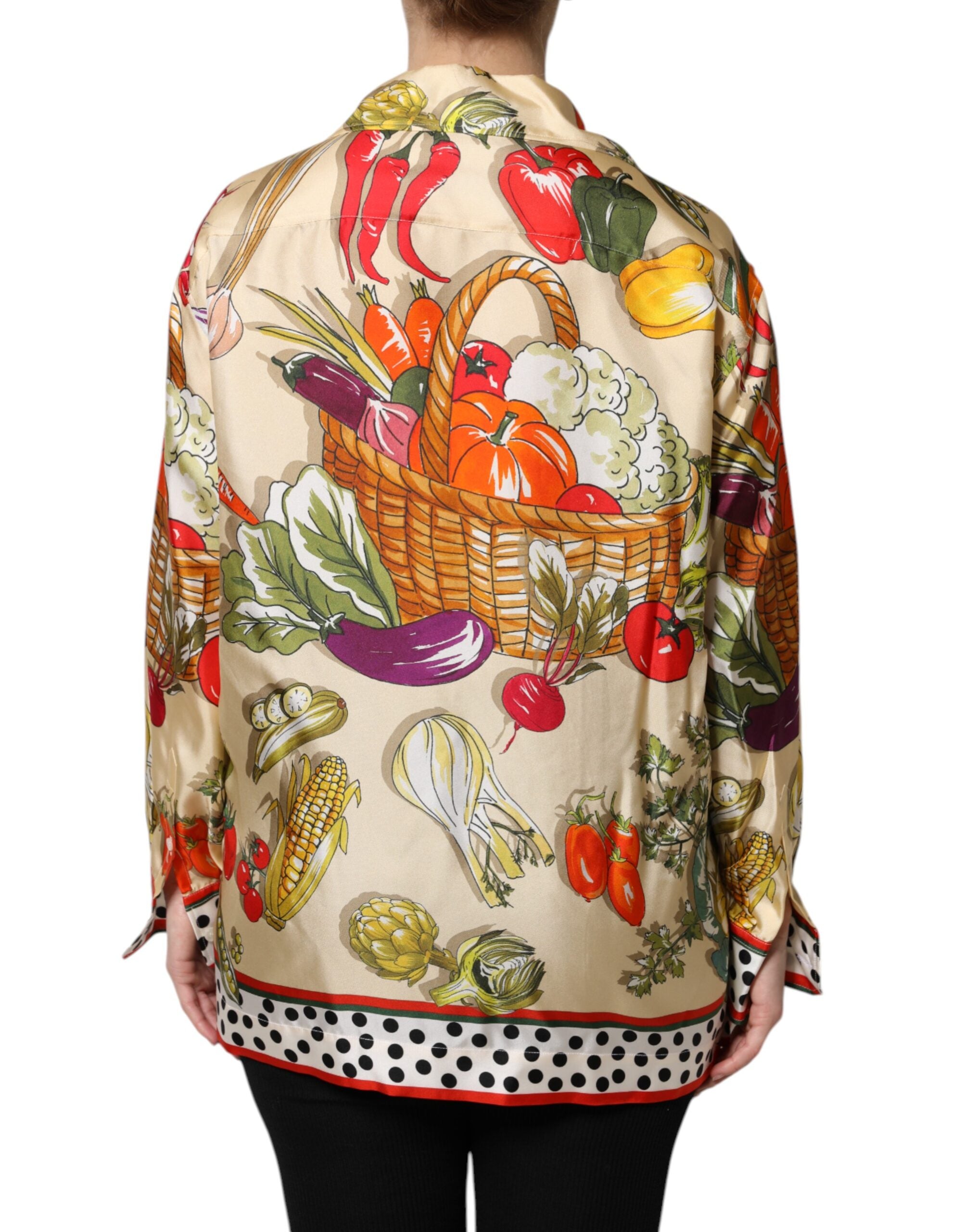 Dolce & Gabbana Multicolor Gemüse Seide Lange Ärmel Top-4