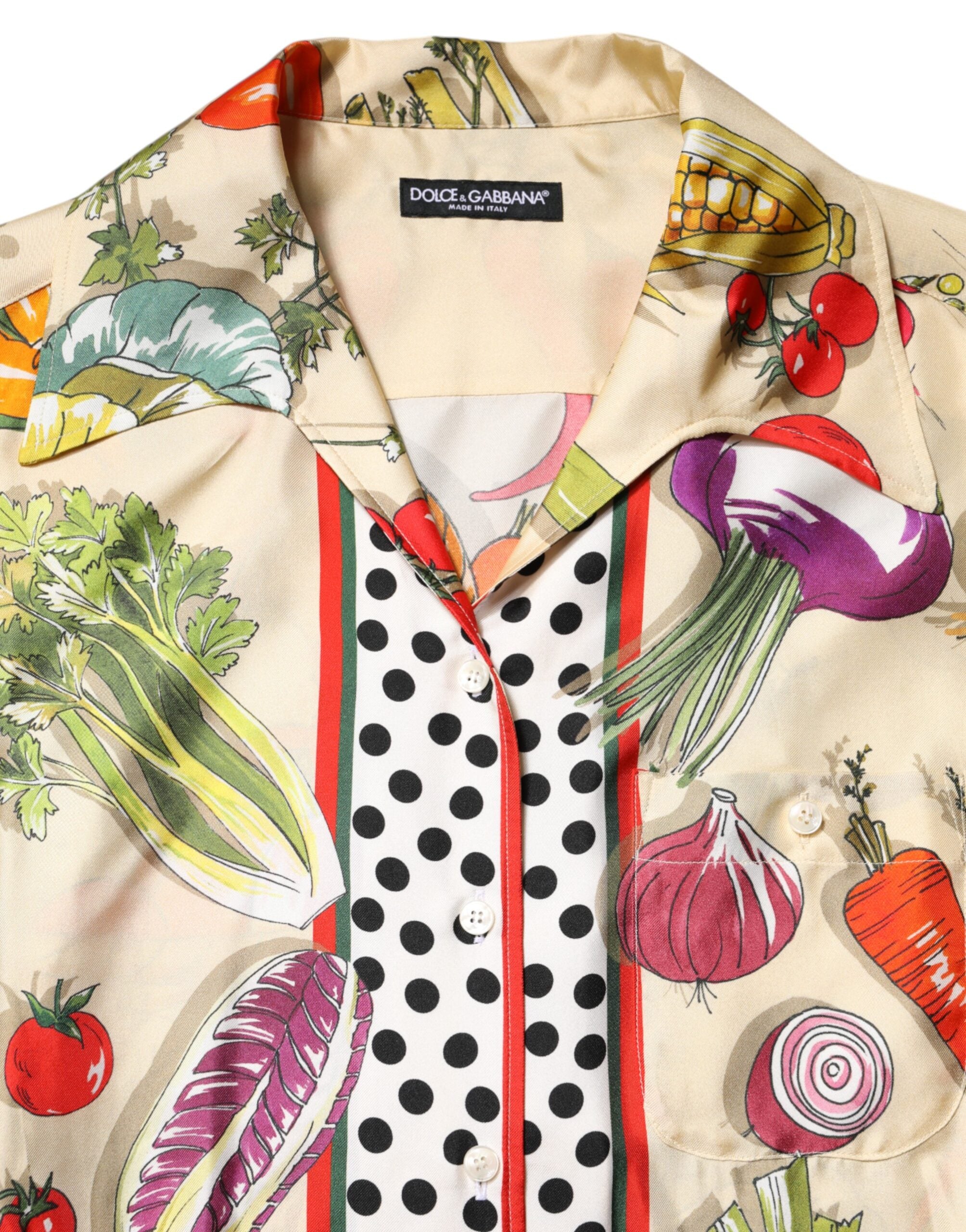 Dolce & Gabbana Multicolor Gemüse Seide Lange Ärmel Top-7