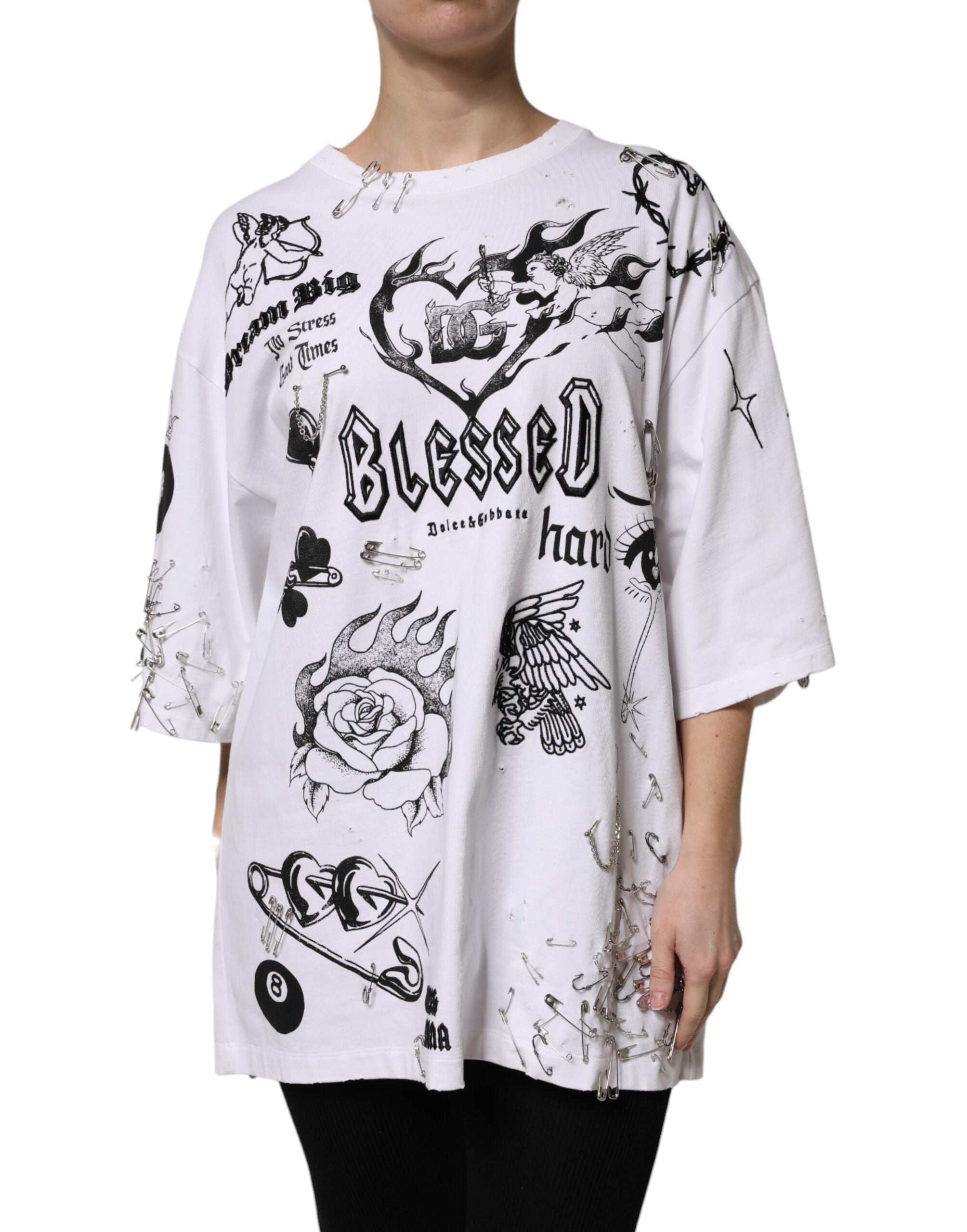 Dolce & Gabbana Bedrucktes T-Shirt aus weißer Baumwolle DG BLESSED-2