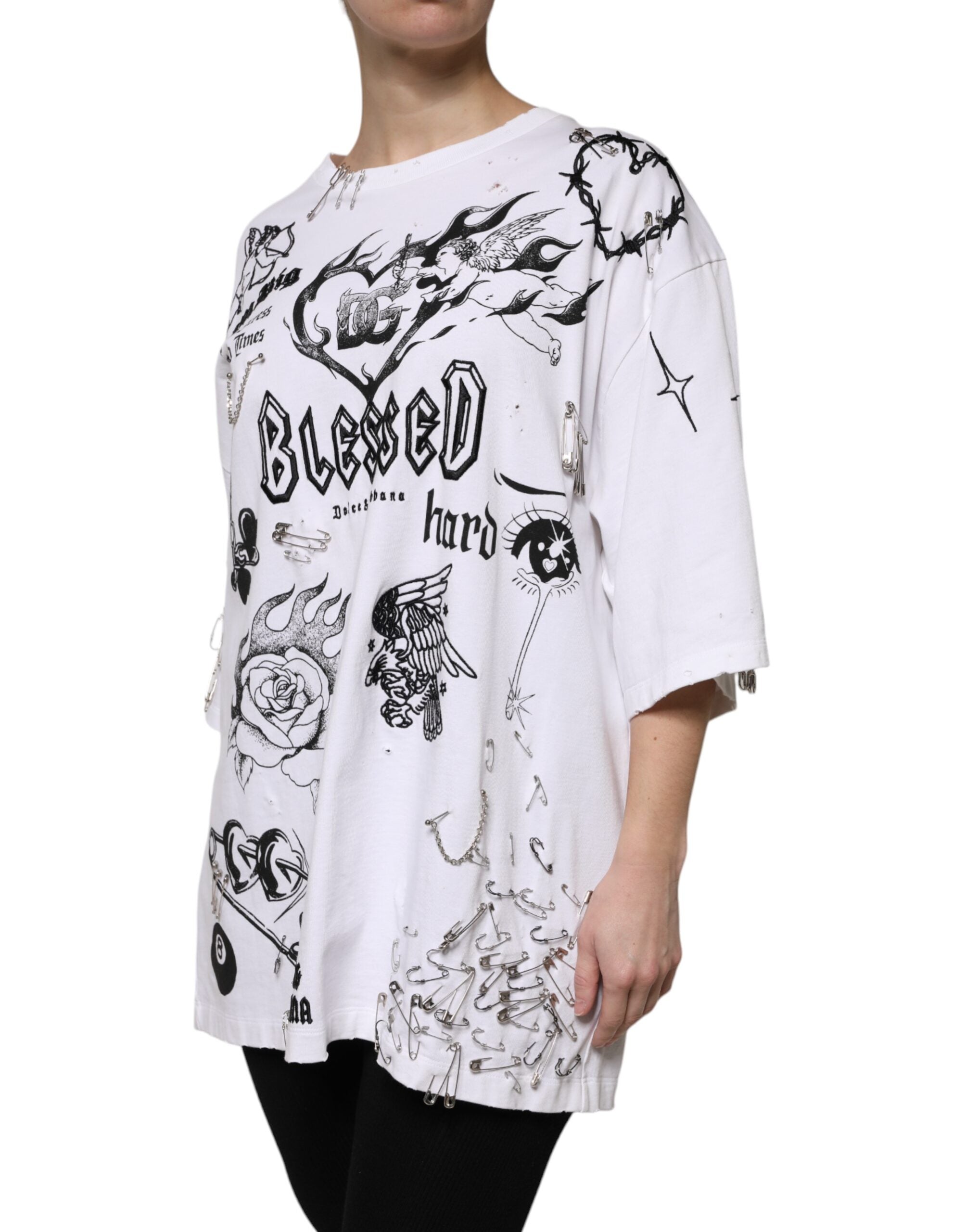 Dolce & Gabbana Bedrucktes T-Shirt aus weißer Baumwolle DG BLESSED-3