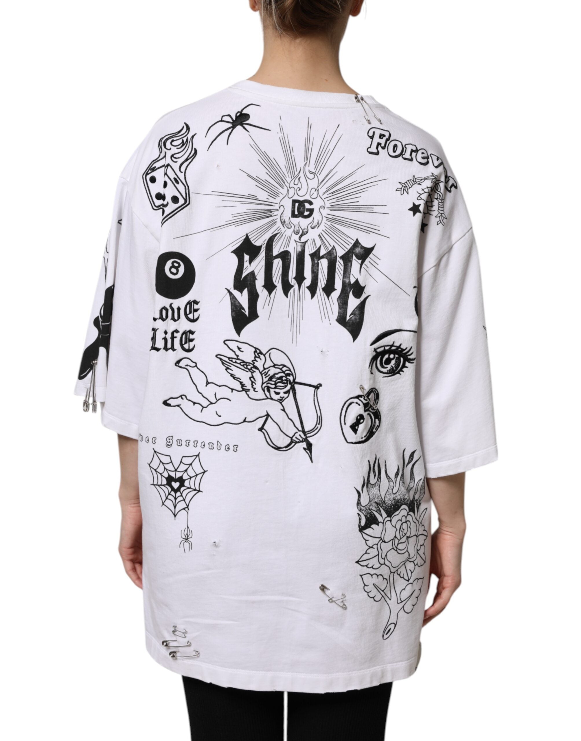 Dolce & Gabbana Bedrucktes T-Shirt aus weißer Baumwolle DG BLESSED-4