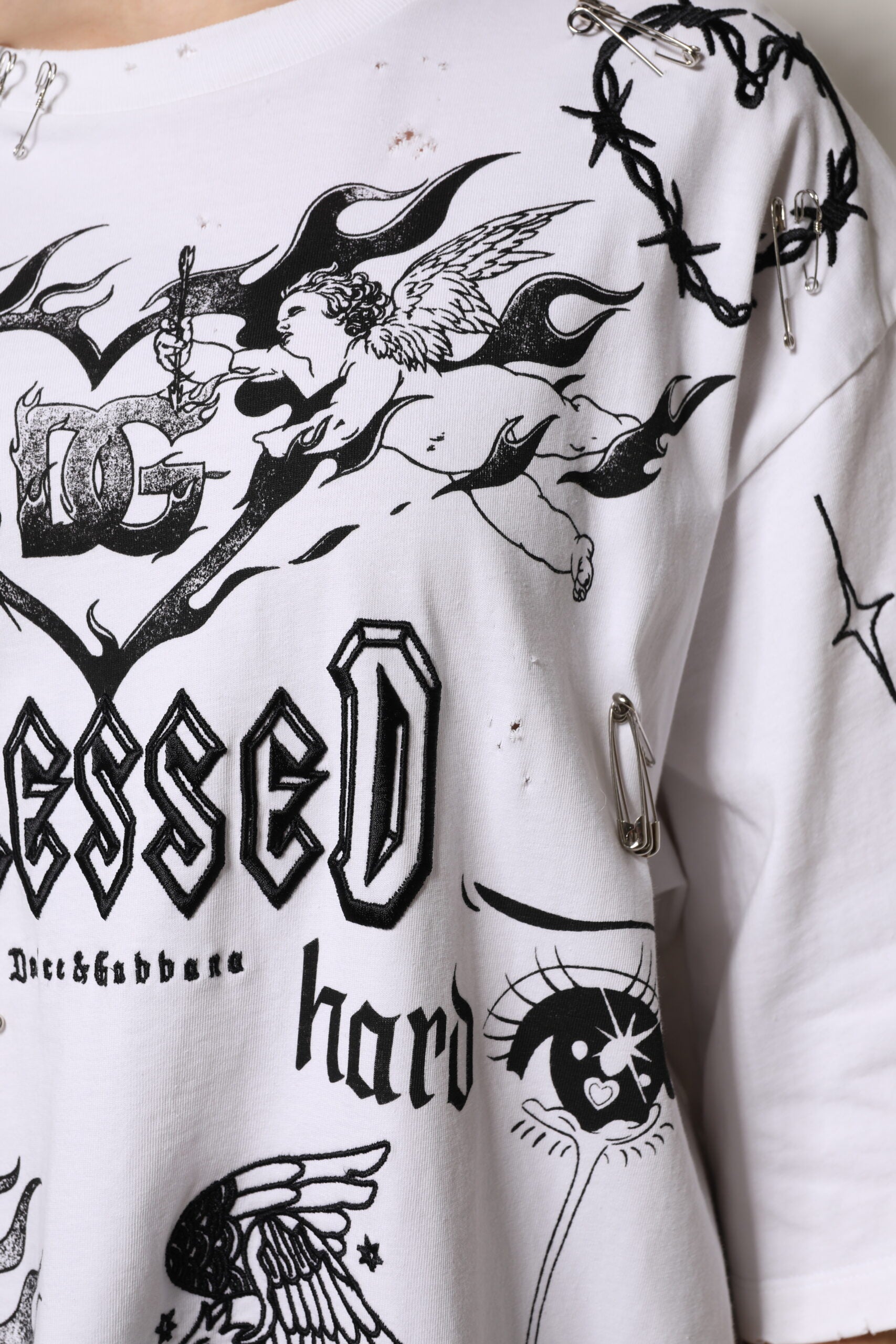 Dolce & Gabbana Bedrucktes T-Shirt aus weißer Baumwolle DG BLESSED-6