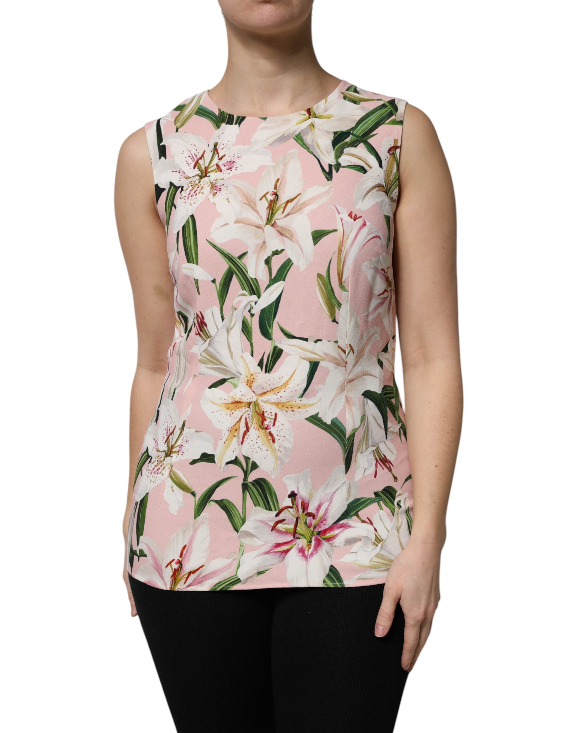 Dolce & Gabbana Mehrfarbiges Tank-Top mit Blumendruck und Rundhalsausschnitt-1