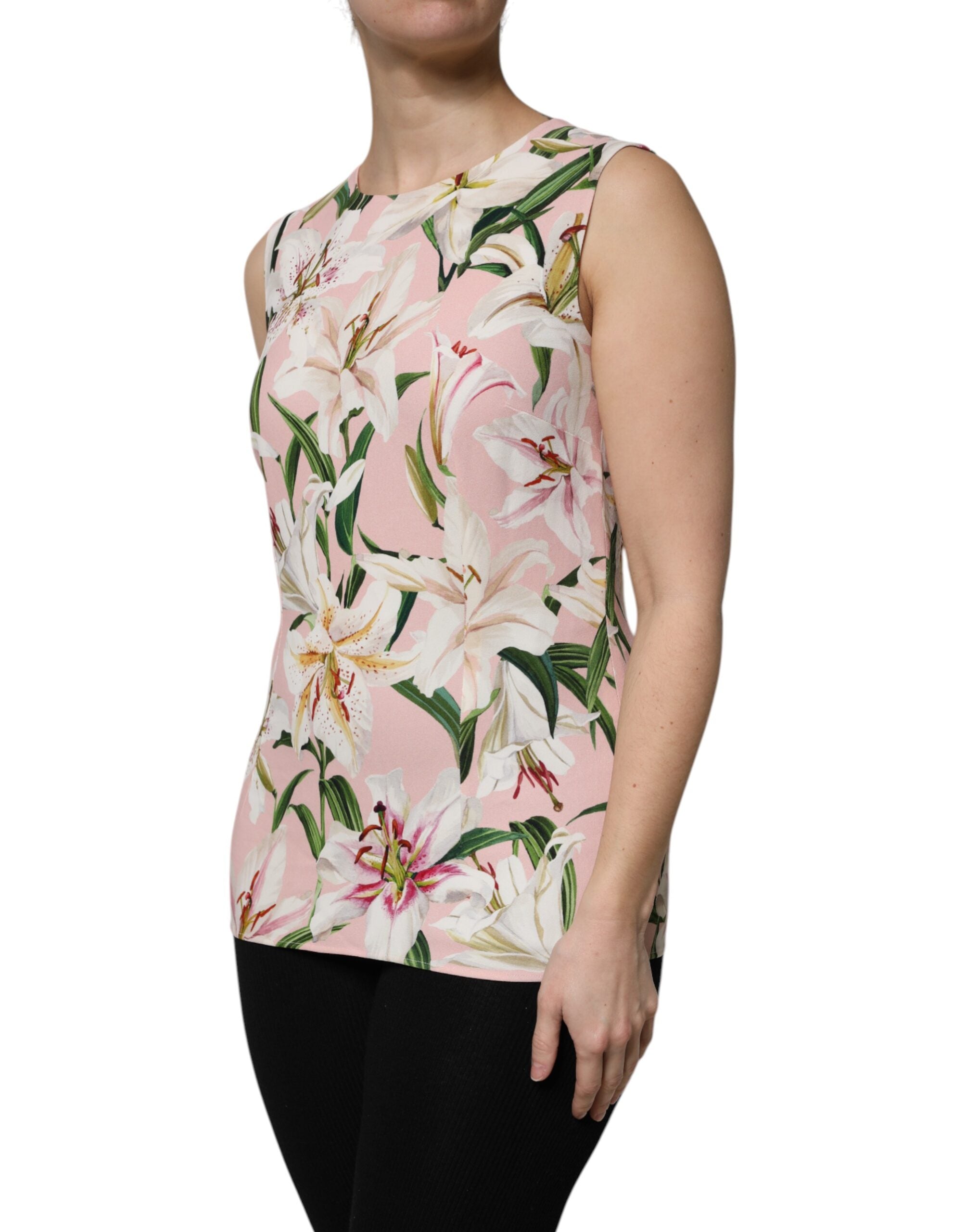 Dolce & Gabbana Mehrfarbiges Tank-Top mit Blumendruck und Rundhalsausschnitt-3