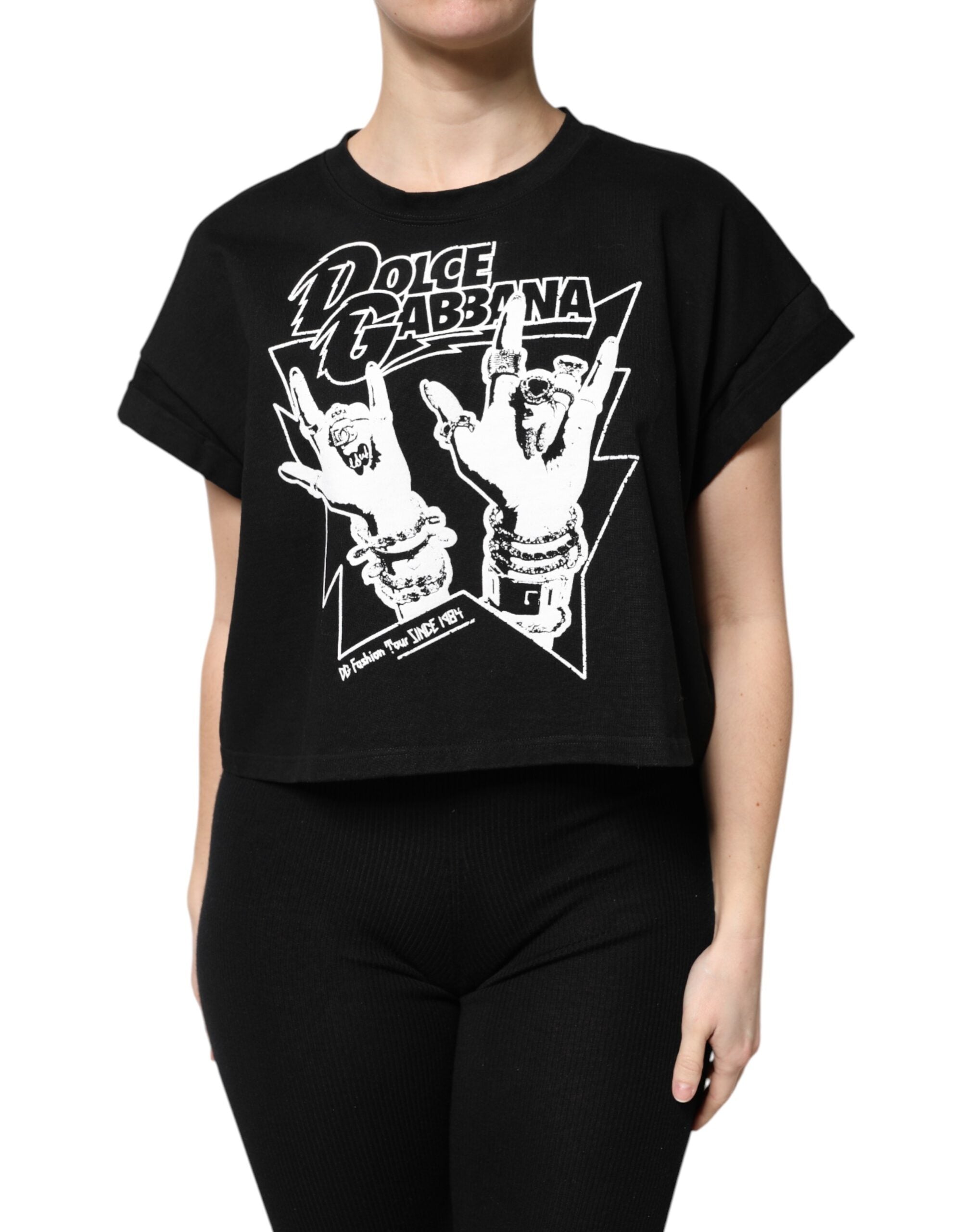 Camiseta de algodón de manga corta estampada negra de Dolce & Gabbana-2