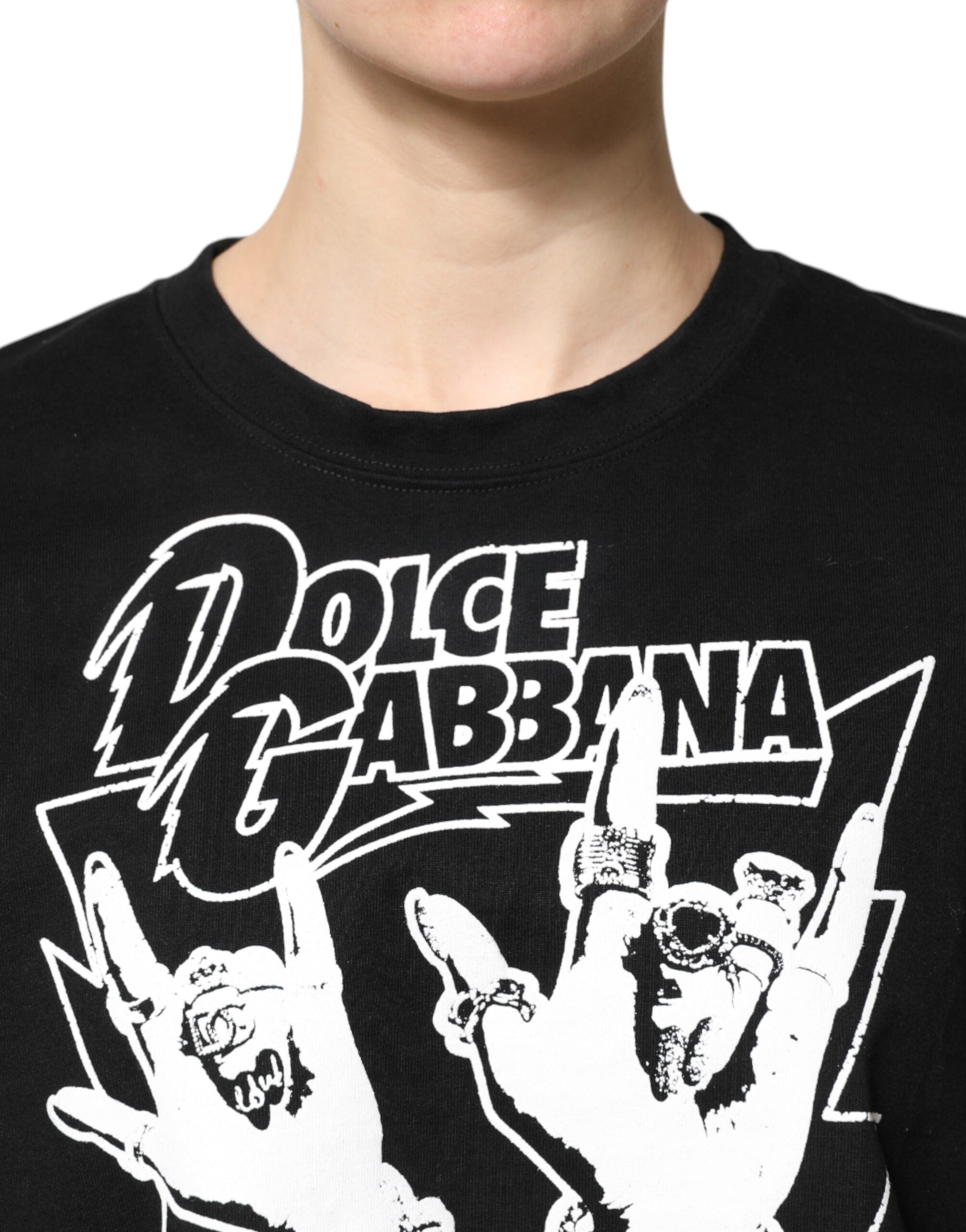 Camiseta de algodón de manga corta estampada negra de Dolce & Gabbana-5