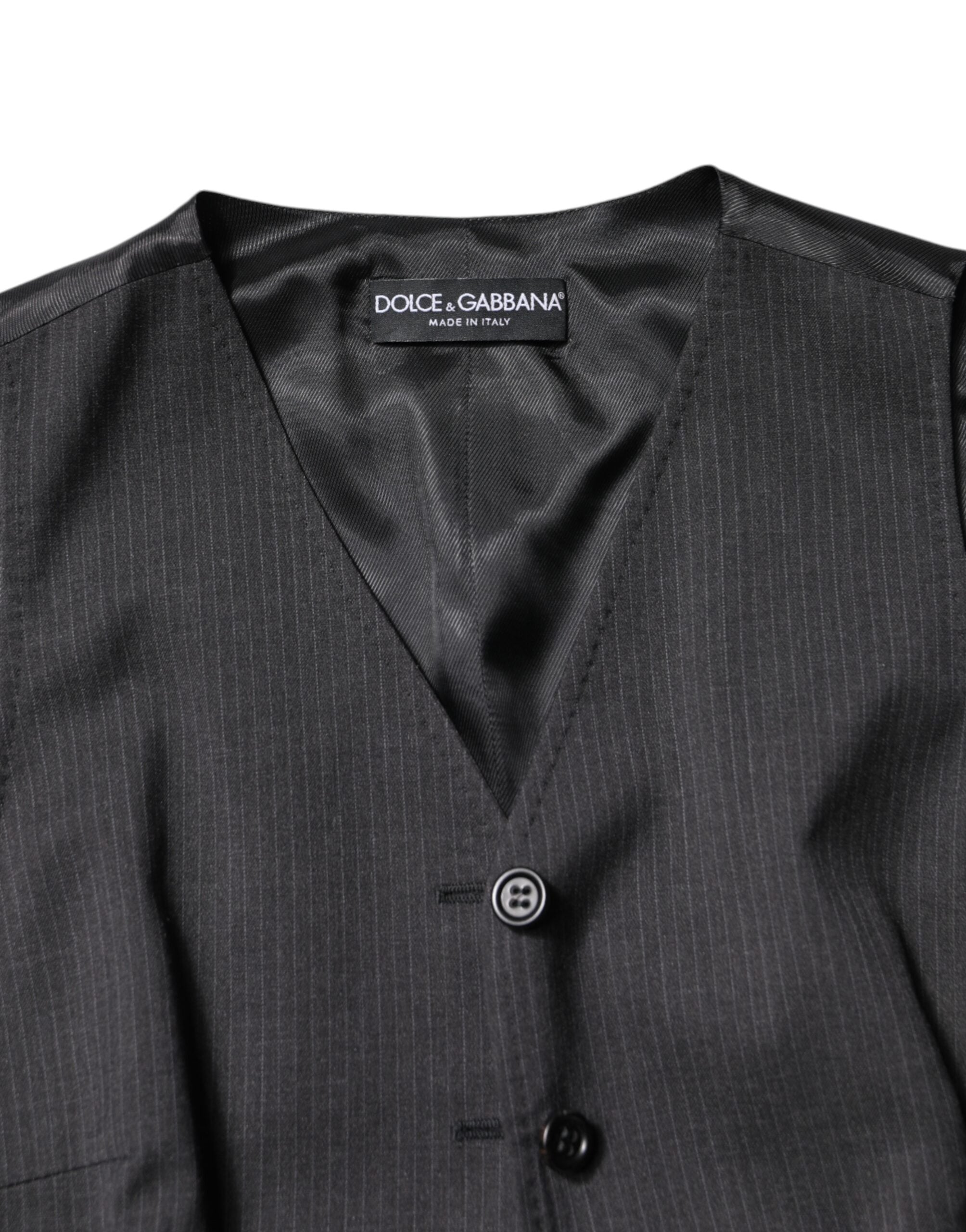 Dolce & Gabbana black striped sleeveless top with button placket-7