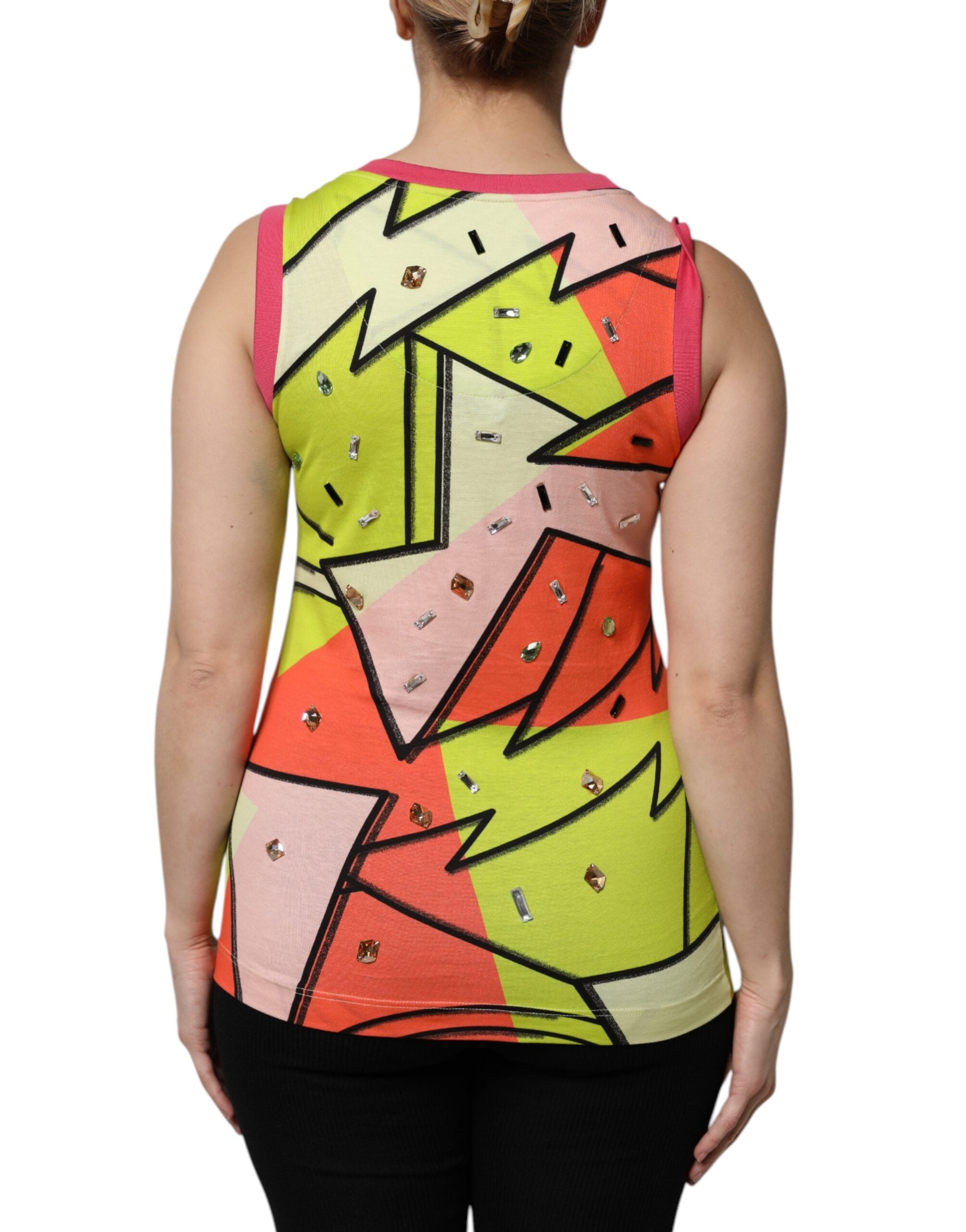 Top Dolce & Gabbana con estampado multicolor y adorno de cristales-4