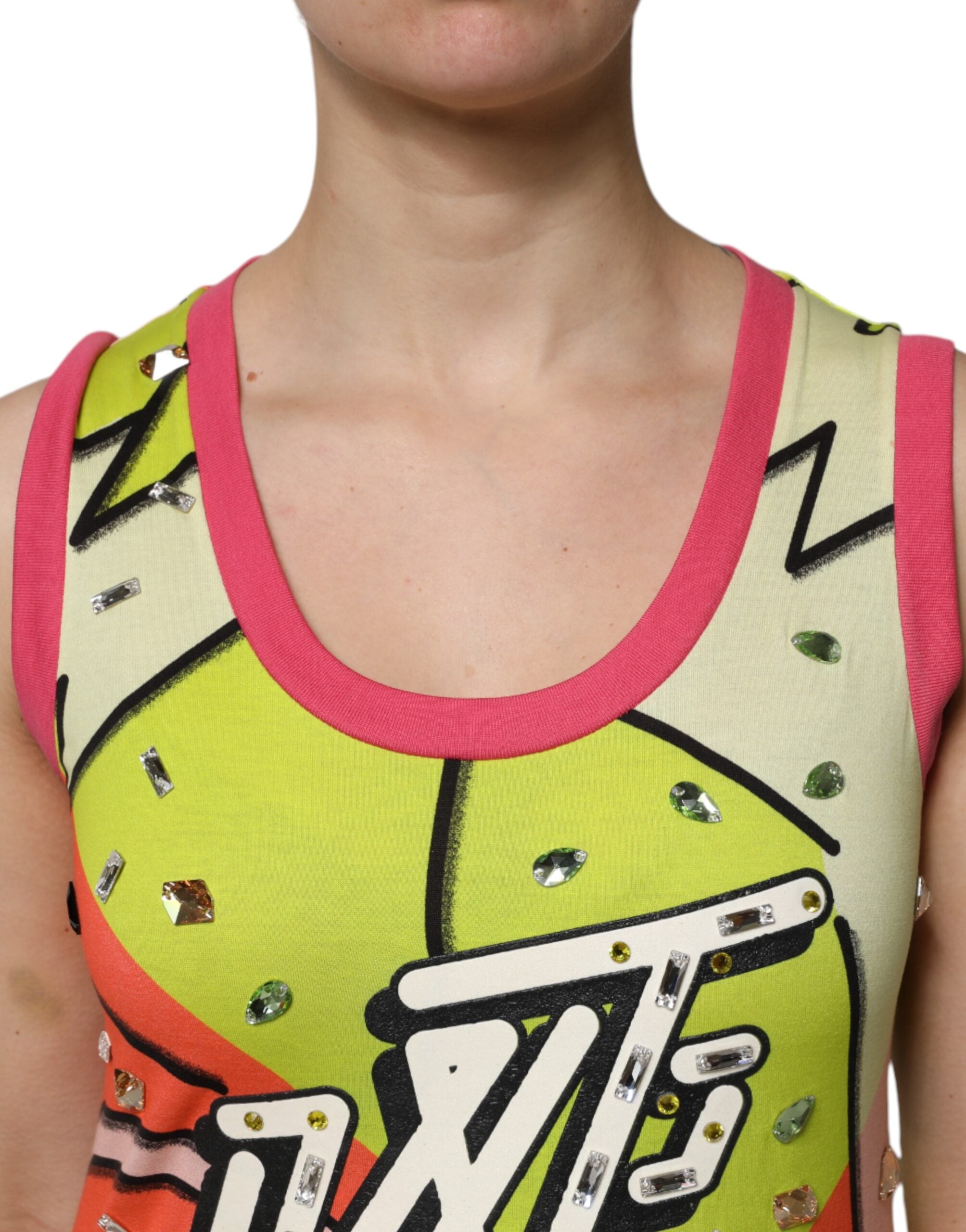 Top Dolce & Gabbana con estampado multicolor y adorno de cristales-5