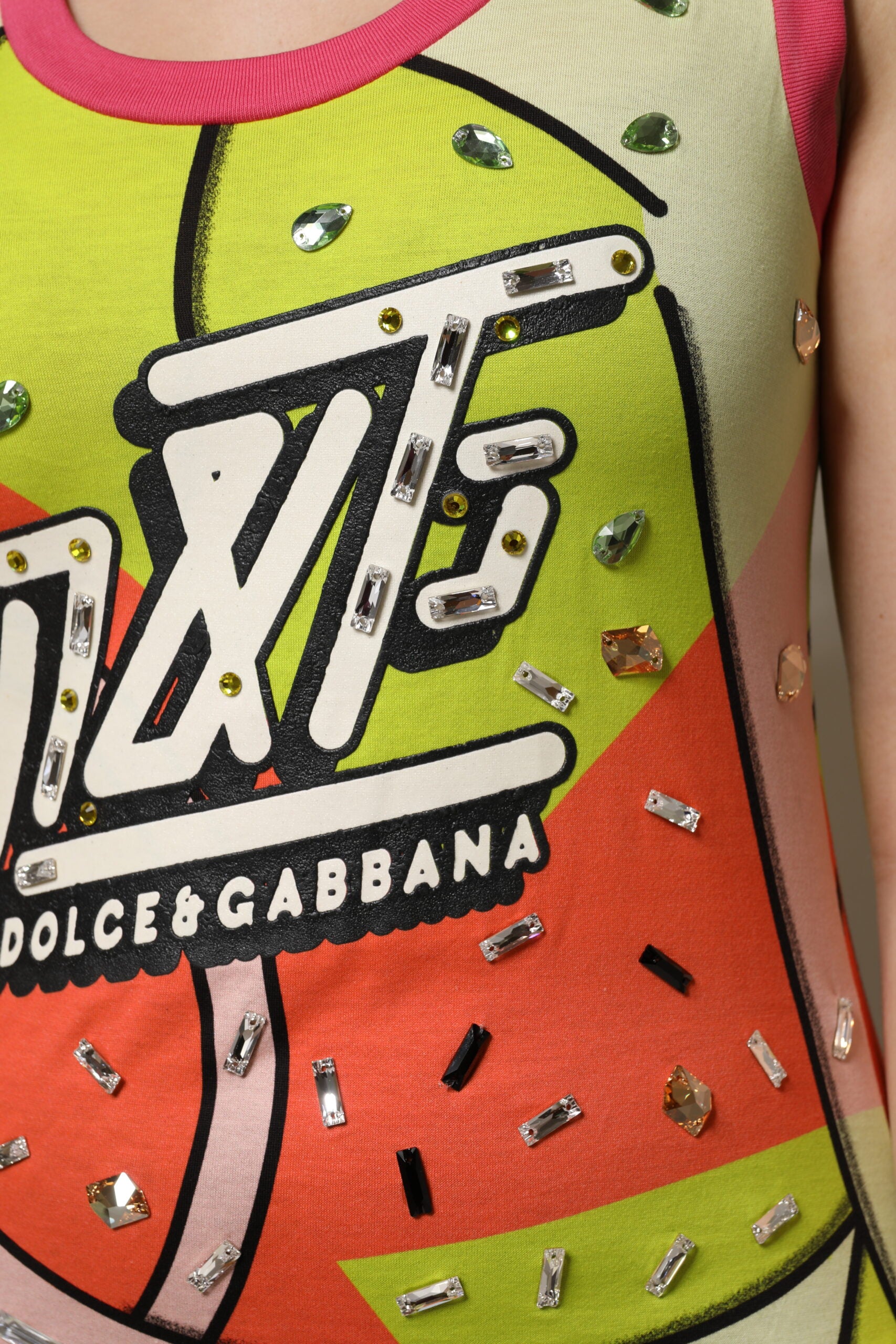 Top Dolce & Gabbana con estampado multicolor y adorno de cristales-6