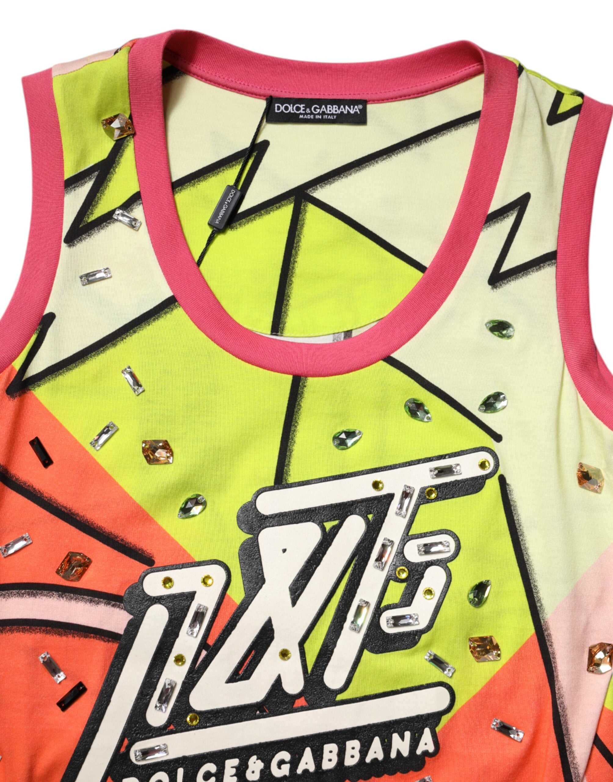 Top Dolce & Gabbana con estampado multicolor y adorno de cristales-7