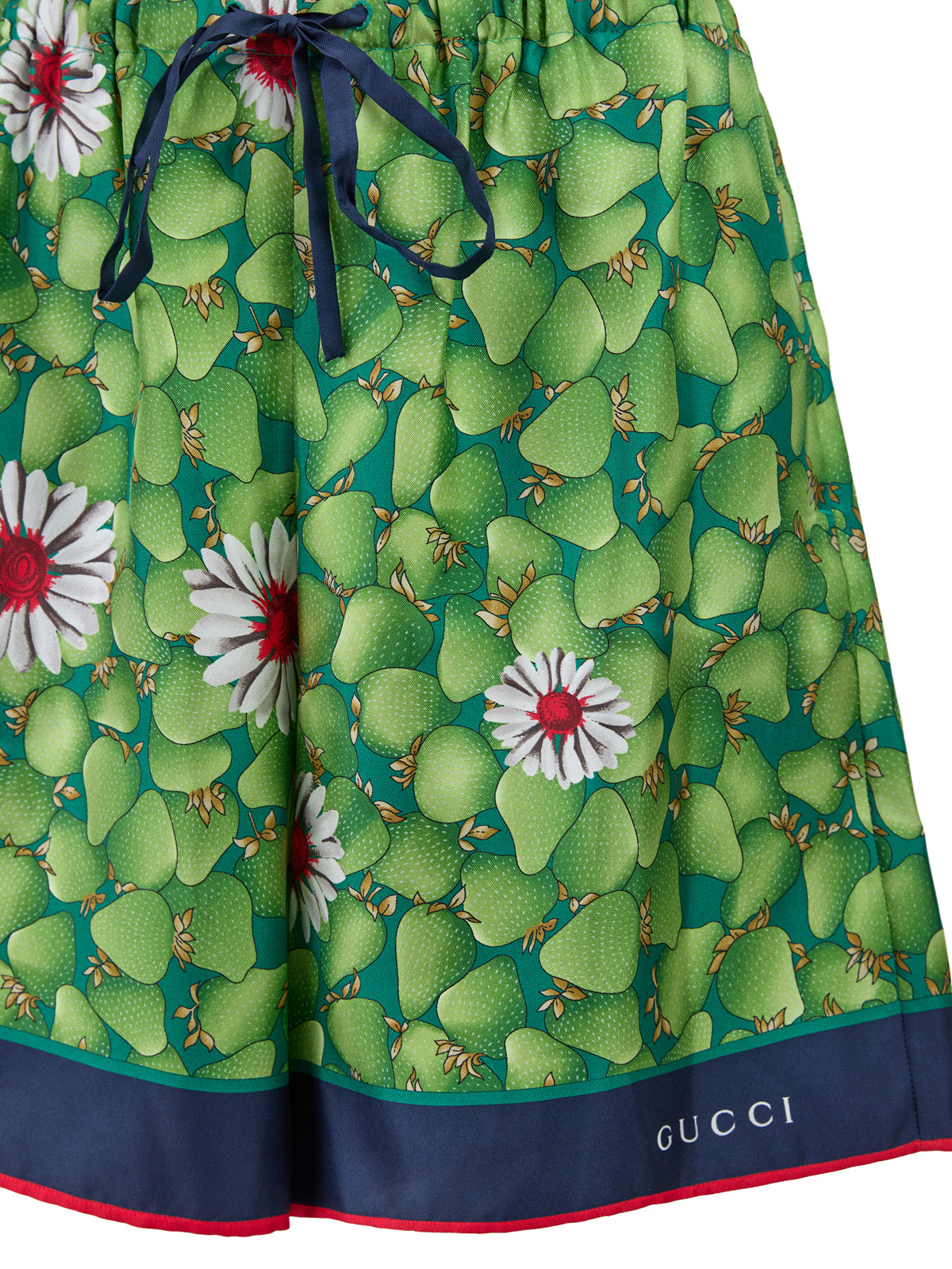 Gucci green silk shorts with floral pattern-2